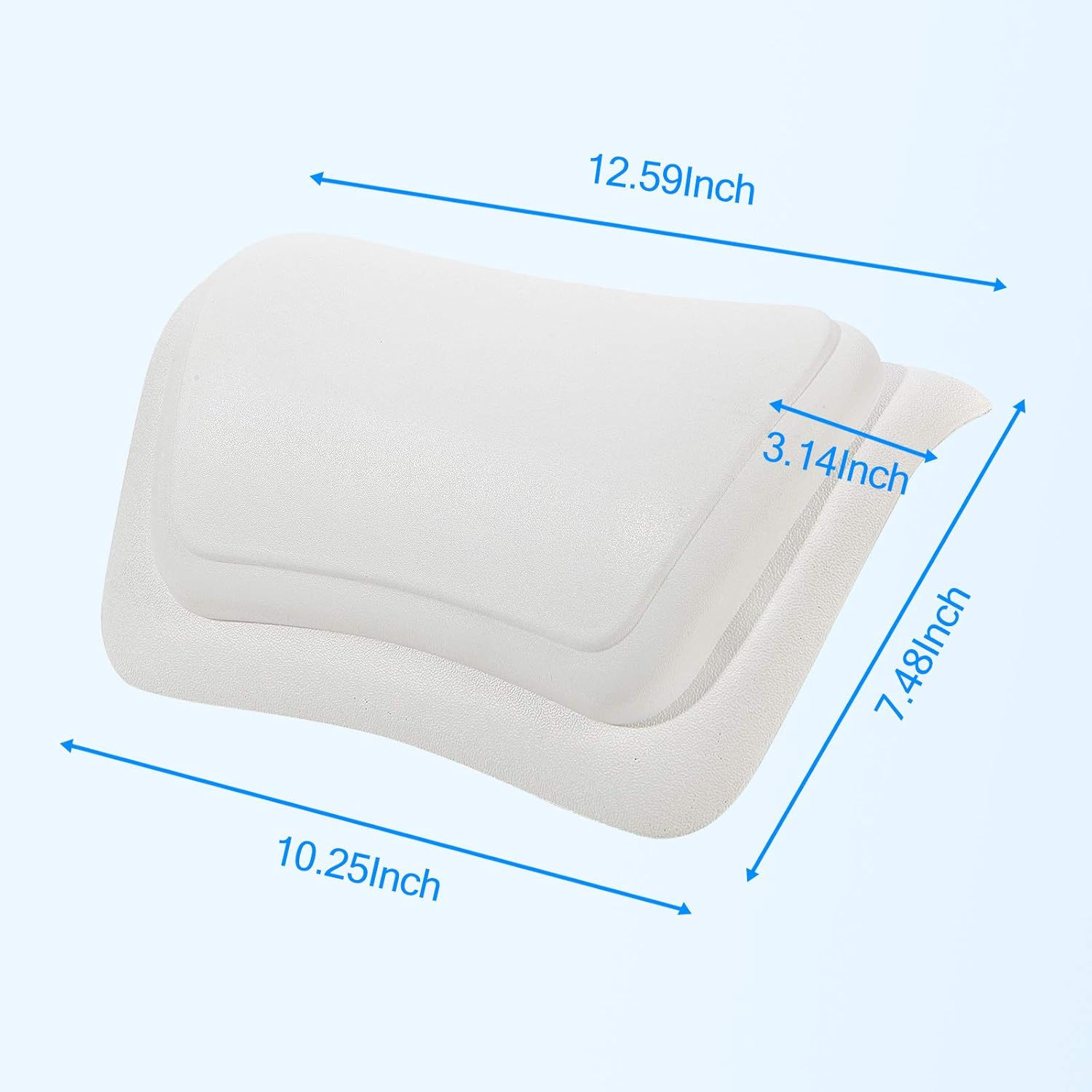 New Generation Bathtub Firm Hard Pillow , One-Piece Molding Seamless Technology Water Resistant Human Engineering Design to Support Head and Neck Bath Pillow Fit for Rectangular Tub Only (13X8In) image number 2