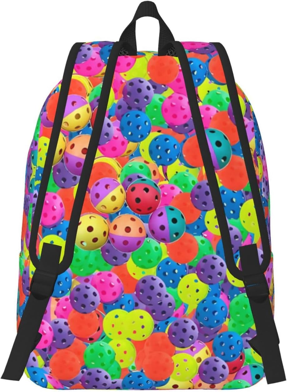 Gaxfjru Pickleball Balls Colors Pattern Water-Resistant Backpack - Laptop-Friendly Bookbag for Men &Acirc;&euro;&ldquo; Versatile Travel Backpack with High Capacity image number 3