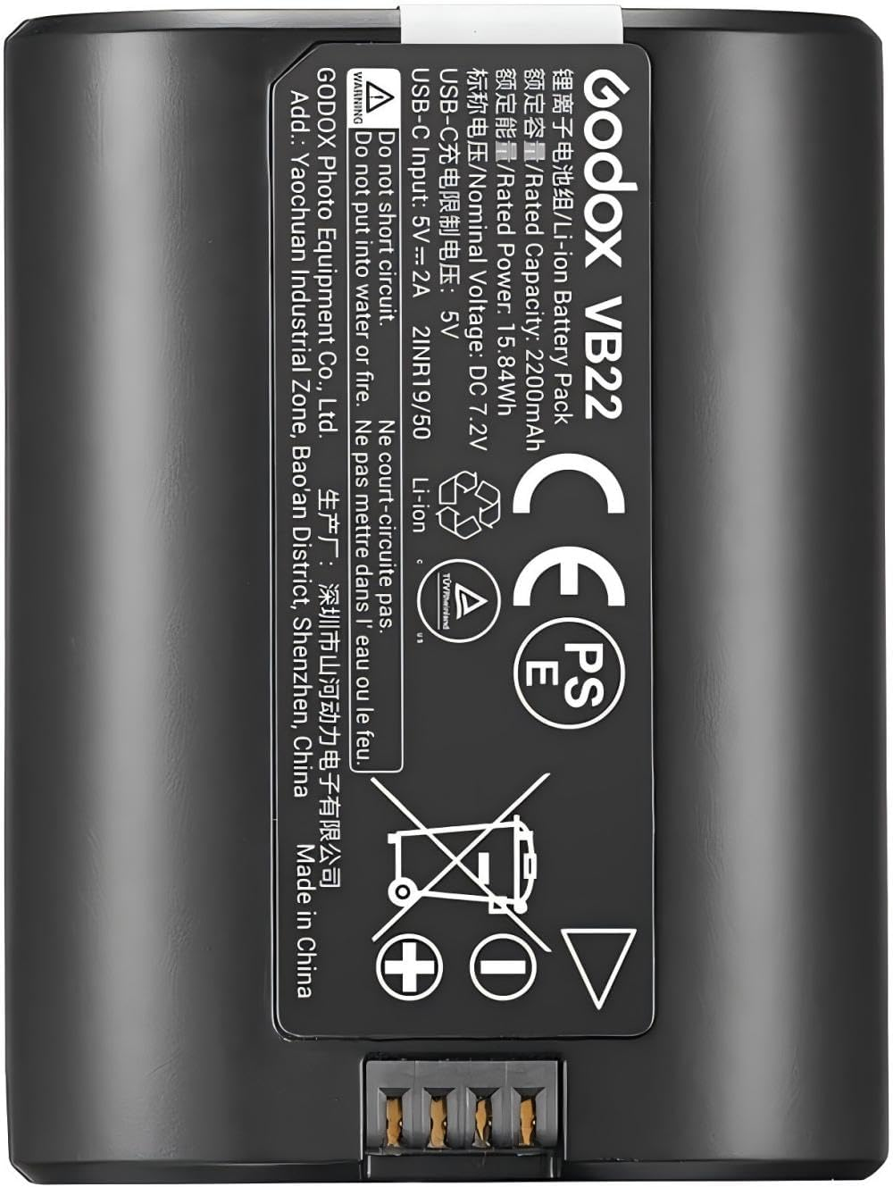 GODOX V480 Battery, VB22 Battery for V480C V480S V480N V480O V480F V480O Camera Flash, USB C Charging, 7.2V 2200Mah image number 1