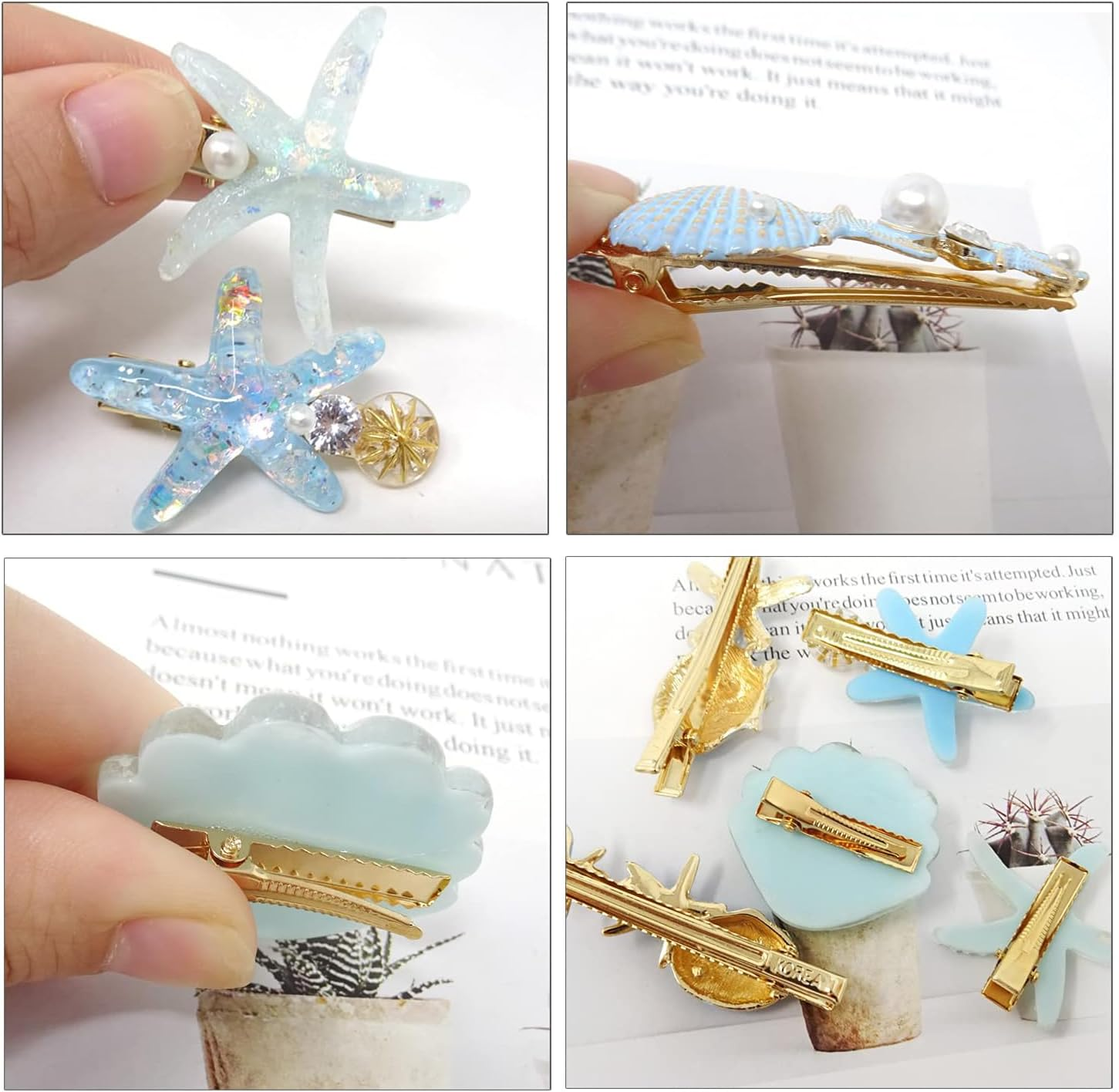 Valentine'S Day Gift Mermaid Hair Clip Set 7-Piece - Shell, Pearl & Starfish Clips Alligator Hair Clips for Women & Girls, Princess Beach Hair Accessories, Christmas Party Favours, Waterproof Resin Hairpins image number 2