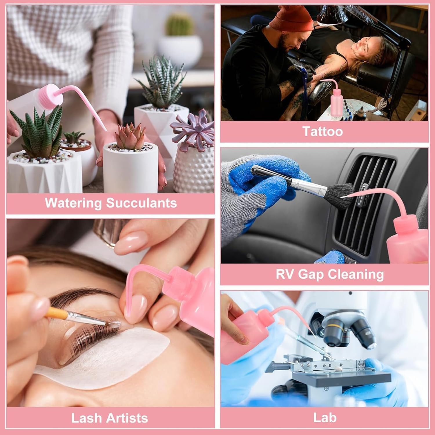 Xinghonyac 2 Pcs Tattoo Wash Bottle, 500Ml Squeeze Sprinkling Can, Plastic Wash Plant Bottle, Flower Succulent Watering Bottle, Water Squirt Irrigation Bottle, with Curved Mouth and Scale Marks (A) image number 1