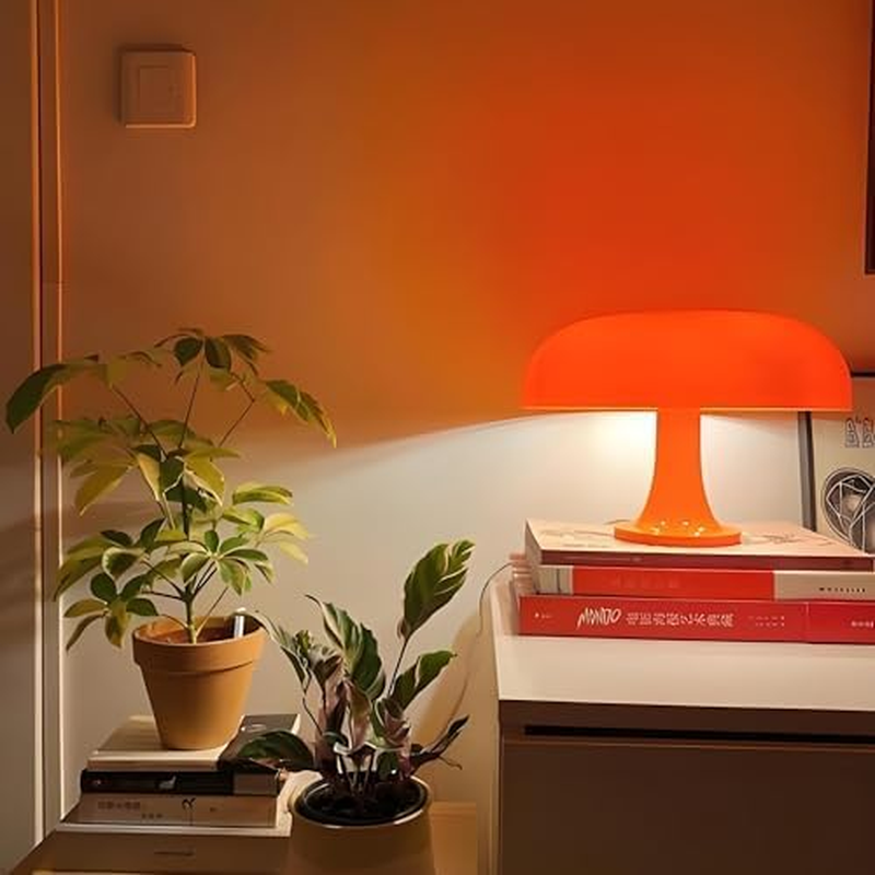 Orange Mushroom Lamp, Vintage Table Lamps, Mid Century Modern Retro Mushroom Table Lamps, Touch Lamps Bedside Charging Model，Dimmable Retro Lamps for Living Room Home Decor image number 5