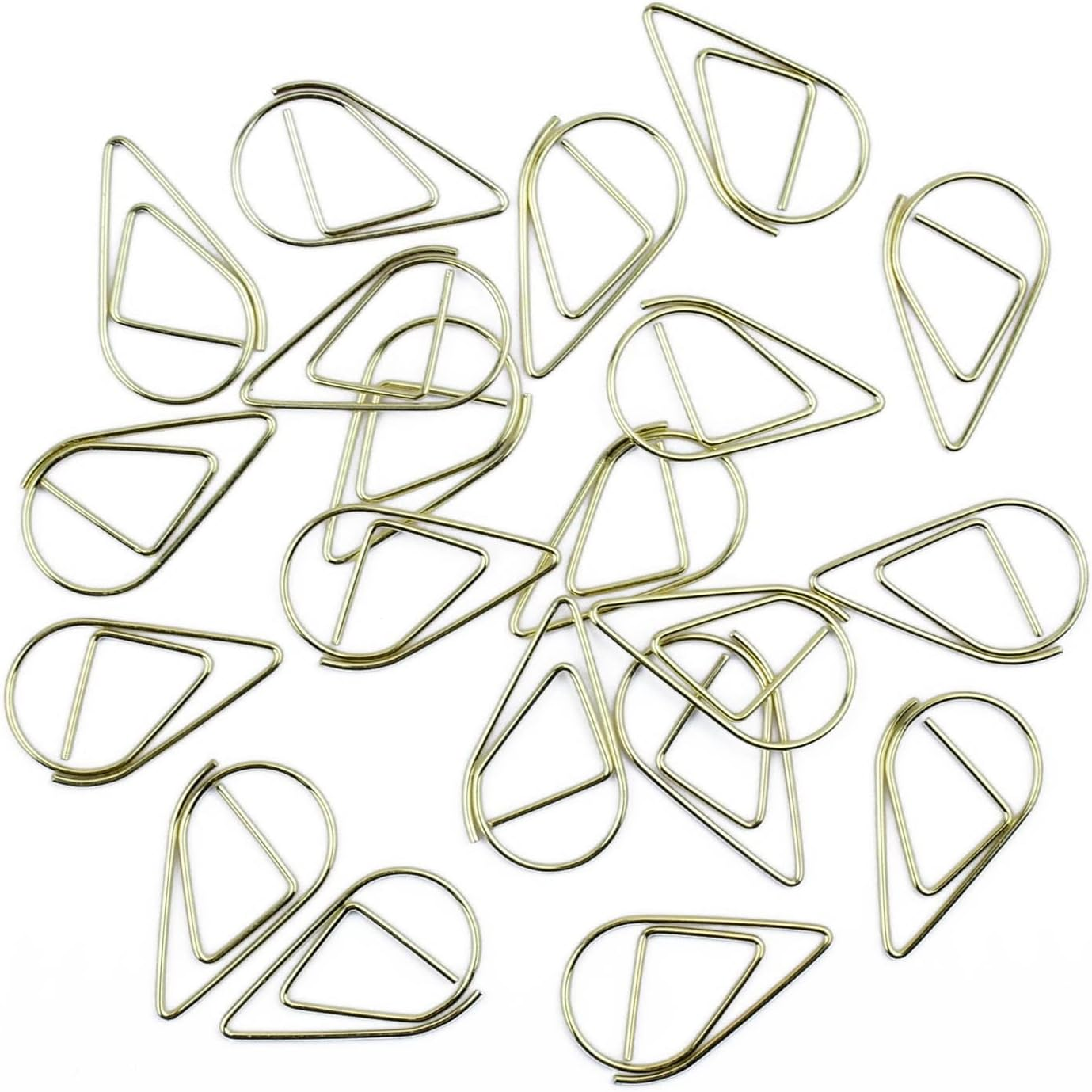 50Pcs Small Golden Paper Clips, Water Drop-Shaped Paperclips Bookmarks for Office Stationery Document, Memo, Poster, Photo (Blue)