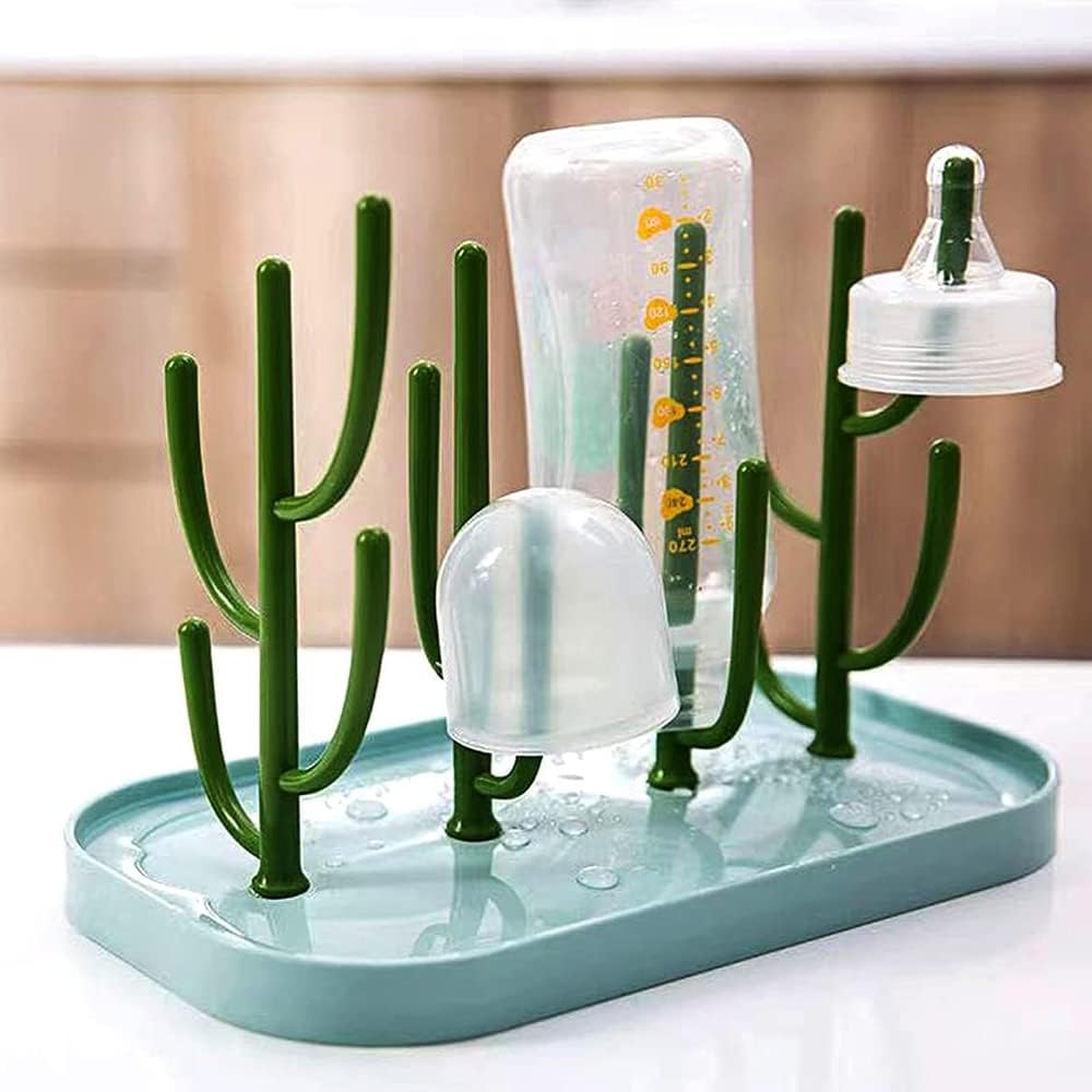 Baby Essentials,Bottle Drying Rack,Baby Bottle Drying Rack,Drying Rack for Kitchen Counter,Detachable Bottle Dryer Holder with Base.For Nipples,Cups,Pump Parts and Accessories(Green) image number 4