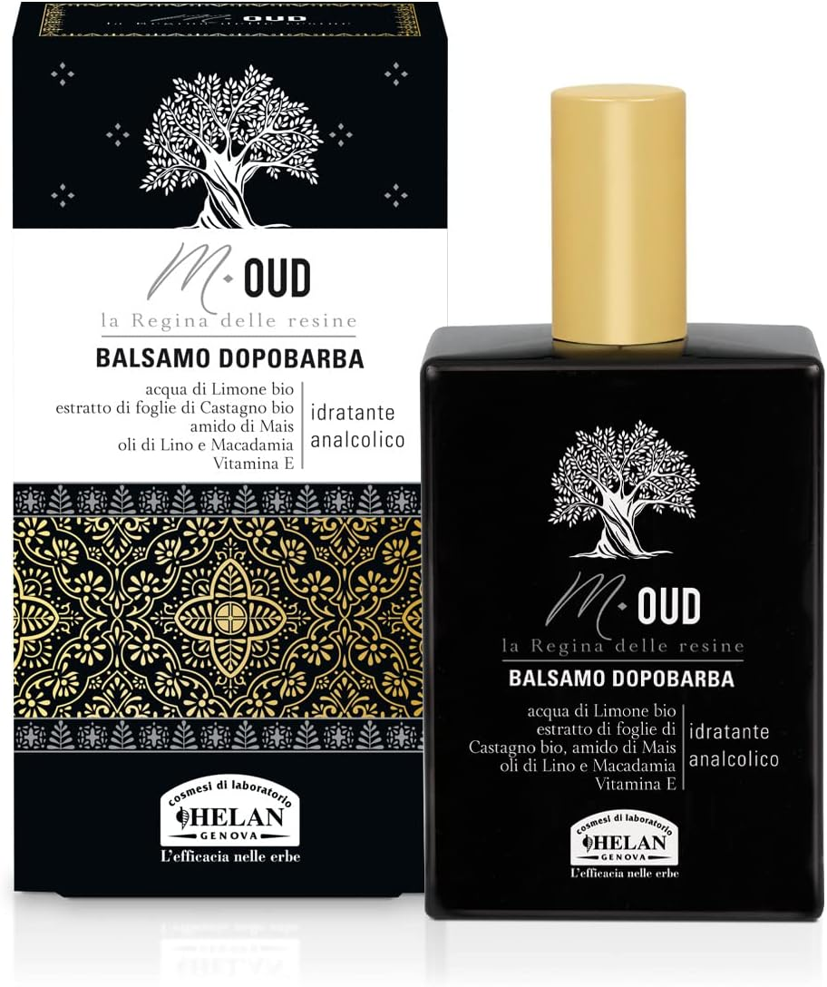 Helan M Oud - Mens Aftershave Balm Gentle & Moisturising, Calming Action against Irritation - Soothing Aftershave Men with Vitamin E, Linseed & Macadamia Oils, Gifts for Him - Made in Italy, 75 Ml image number 2