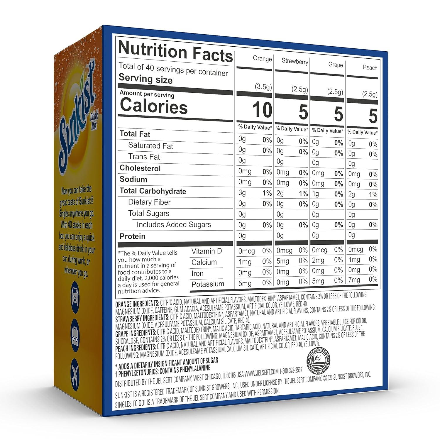 Sunkist Soda Variety Pack, Singles to Go Orange, Strawberry, Grape and Peach (40 Total Sticks) image number 4