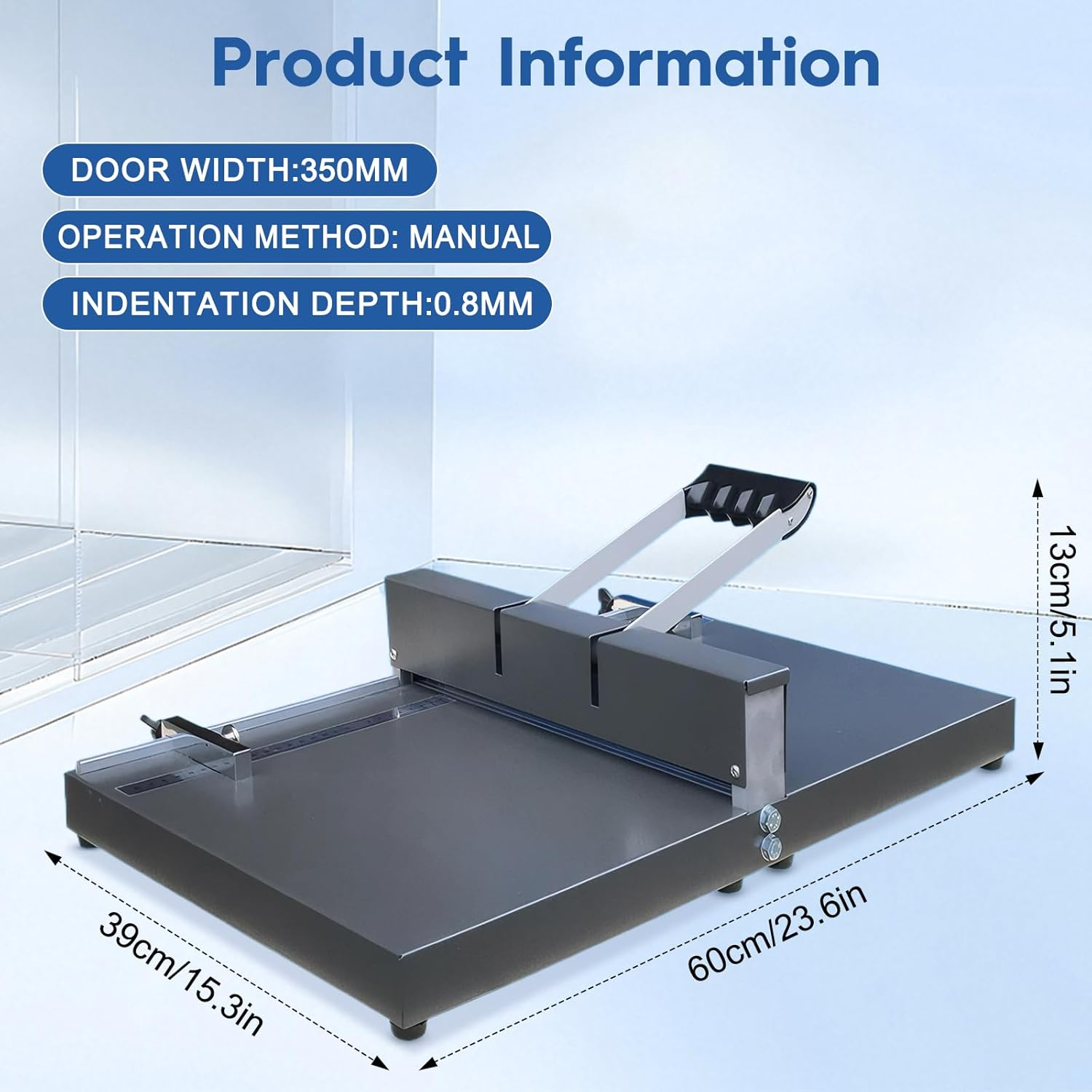 Xoxomeg 350Mm Manual Creasing Machine, A3/A4 Paper Folding Machine, Scoring Paper Creasing Machine, Desktop Heavy Duty Metal Paper Creaser for Greeting Cards Booklets Photo Papers image number 1