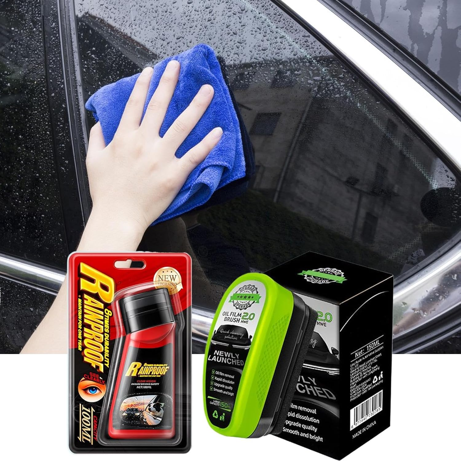 Oil Film Cleaning Brush - Automotive Exterior Cleaner | Hydrophobic Windshield Cleaning Brush for Truck SUV Sedan Window Morning Rainy Driving Foggy Weather Winter image number 2