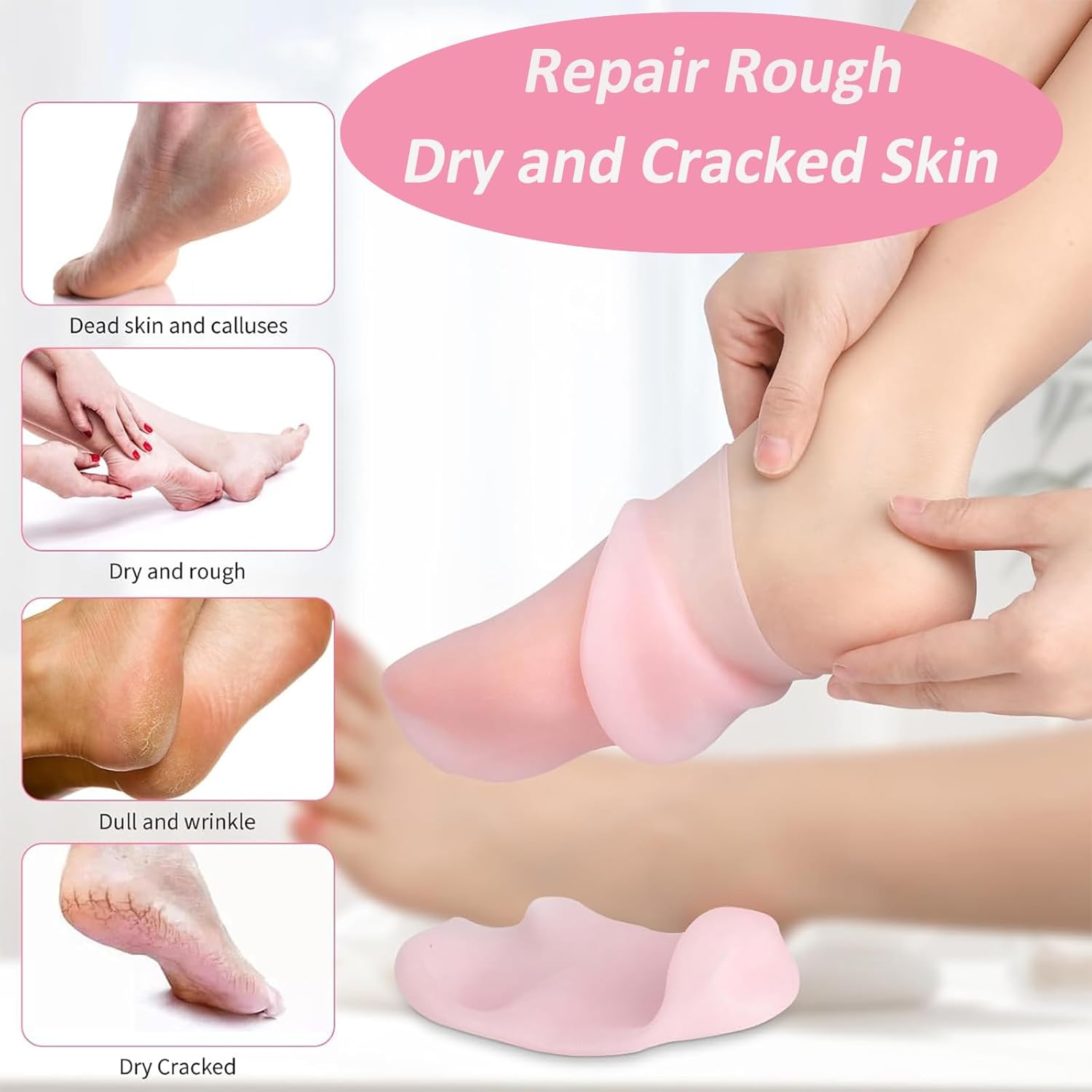 Silicone Socks for Dry Cracked Feet, 3 Pairs Women'S Foot Socks for Moisturizing (Fits up to Size 10) image number 2
