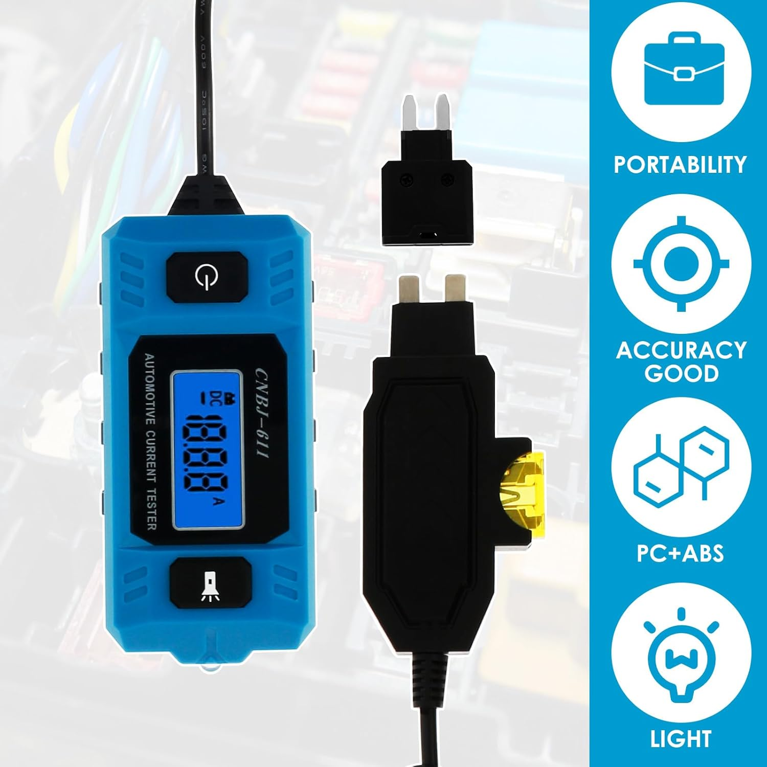 Car Circuit Tester with Display, Automotive Circuit Tester, Max 48V Automotive Circuit Tester, Accurate Car Fuse Tester, for Fuse Testing,Light Sockets, Short Circuits, Wires, Electricians