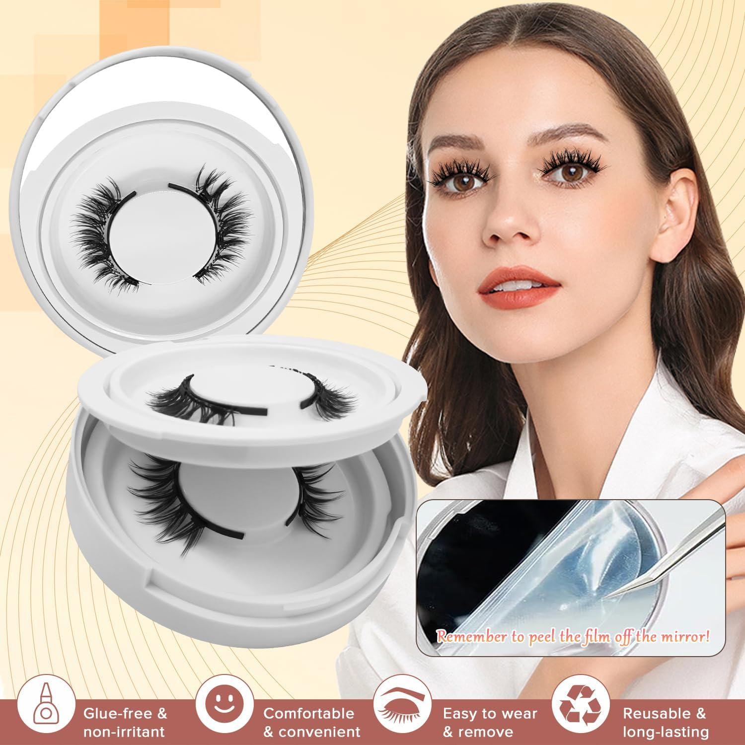 Necomi Magnetic Eyelashes, 3D Natural Look Lashes with Applicator, Reusable Magnetic Eyelashes Kit，2 Pairs False Eyelashes, No Glue Needed, Easy to Wear and Remove image number 5