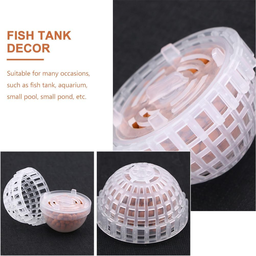 2PCS Moss Ball Holder for Fish Tank, Aquarium Java Moss Plants Cage with Ceramic Bio Filter,Creative Dome Plant Decorations for Betta Shrimp Fish Tank image number 2