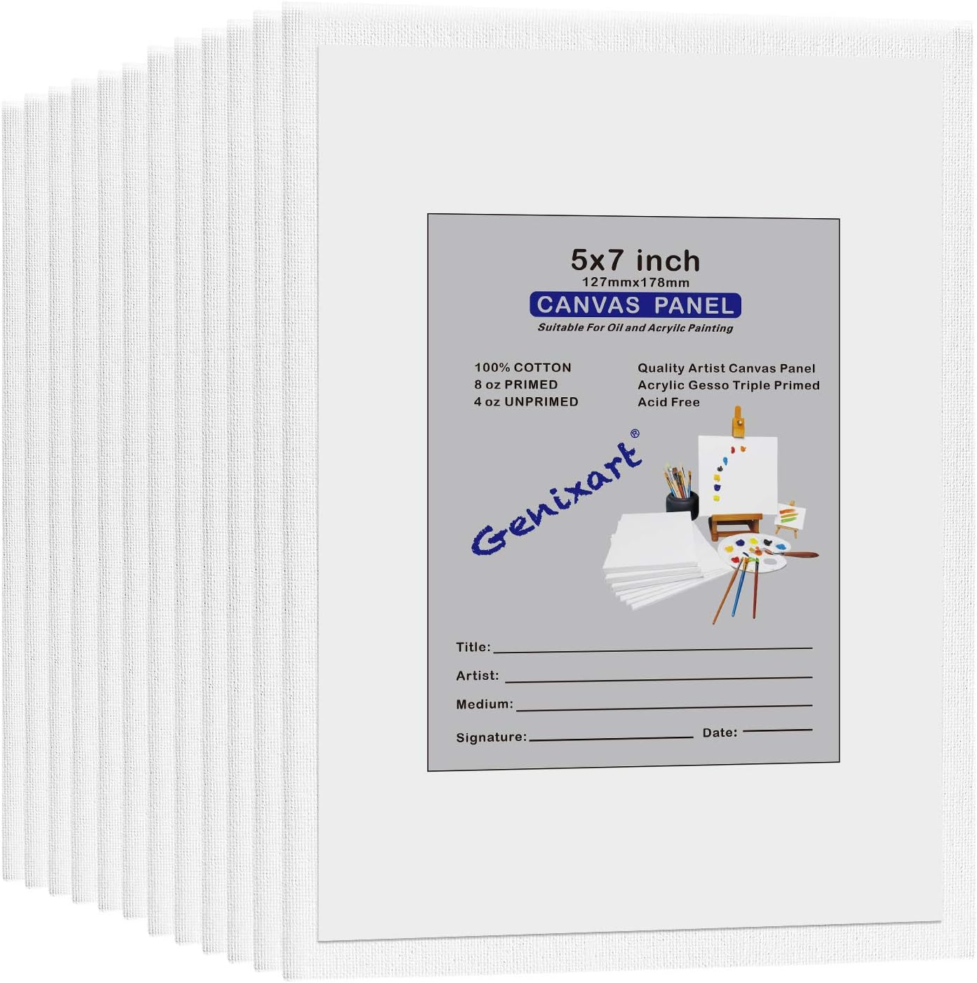 Genixart Canvas Panels for Painting, 100% Cotton, Professional Artist Quality Acid Free Primed Canvas Boards for Oil & Acrylic Painting. (13X18Cm / 5"X7" -6Pcs) image number 6