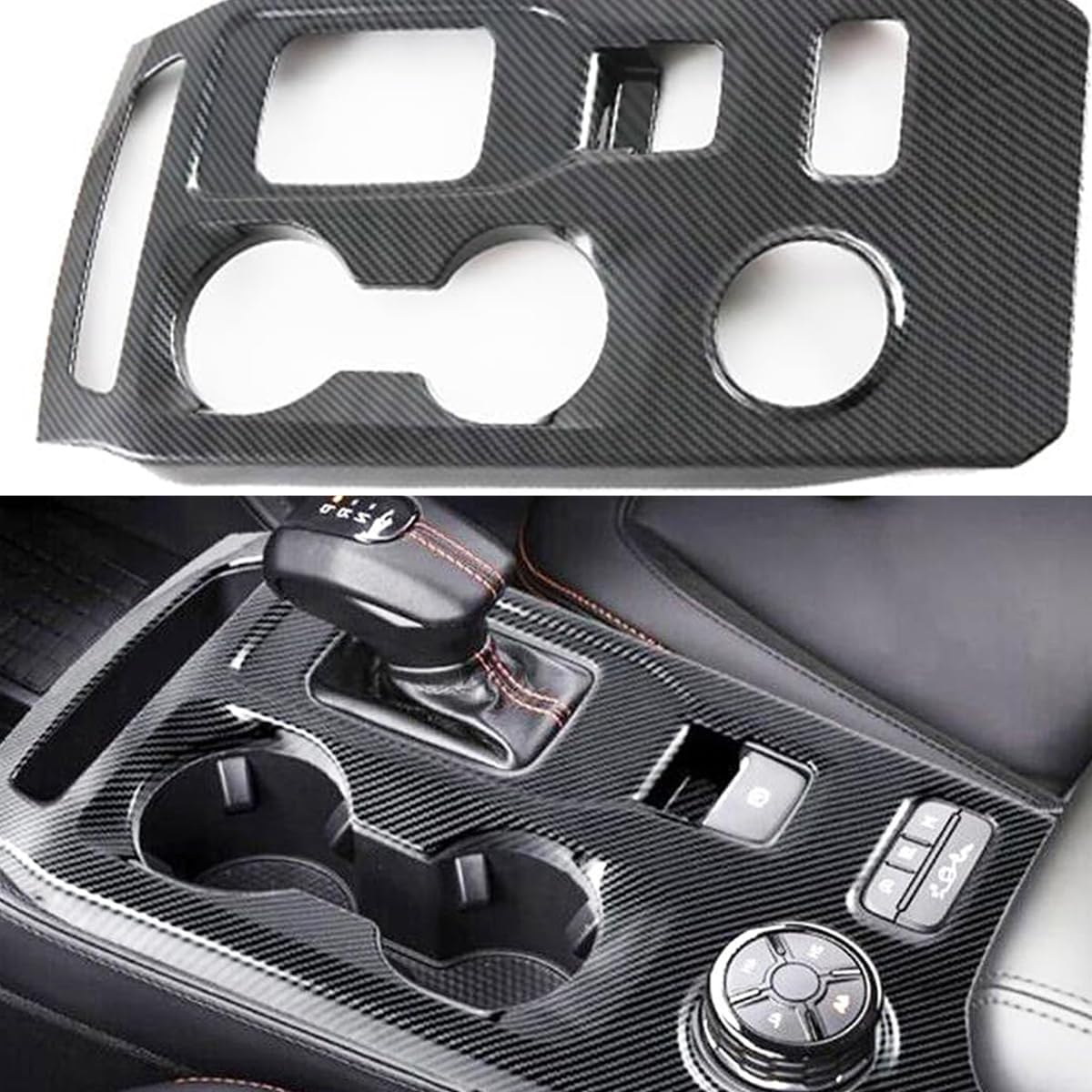 Direct Fit Carbon Fiber Center Console Cover for 2022-2024 Ford Ranger Raptor - Gear Shifter & Aux Button Protective Panel - No Drilling Required image number 3