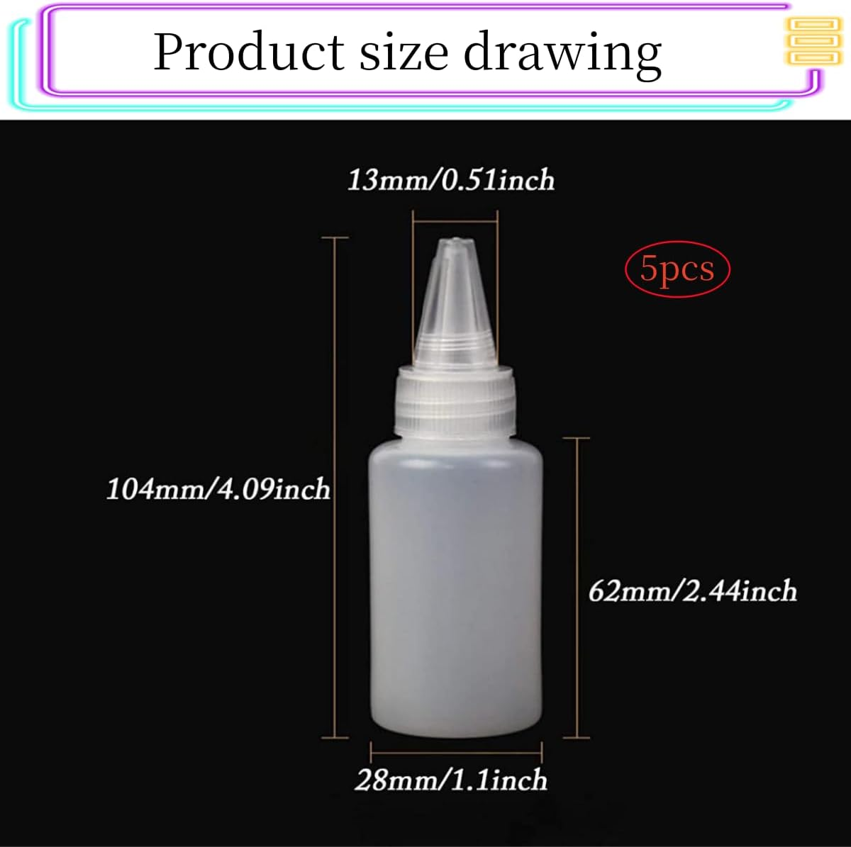 5 Pcs Plastic Squeez Liquid Dropper Fill Bottle,Needle Applicator Tip Bottles,Needle Glue Bottle,Plastic Bottles,Small Empty Squeeze Bottles image number 4
