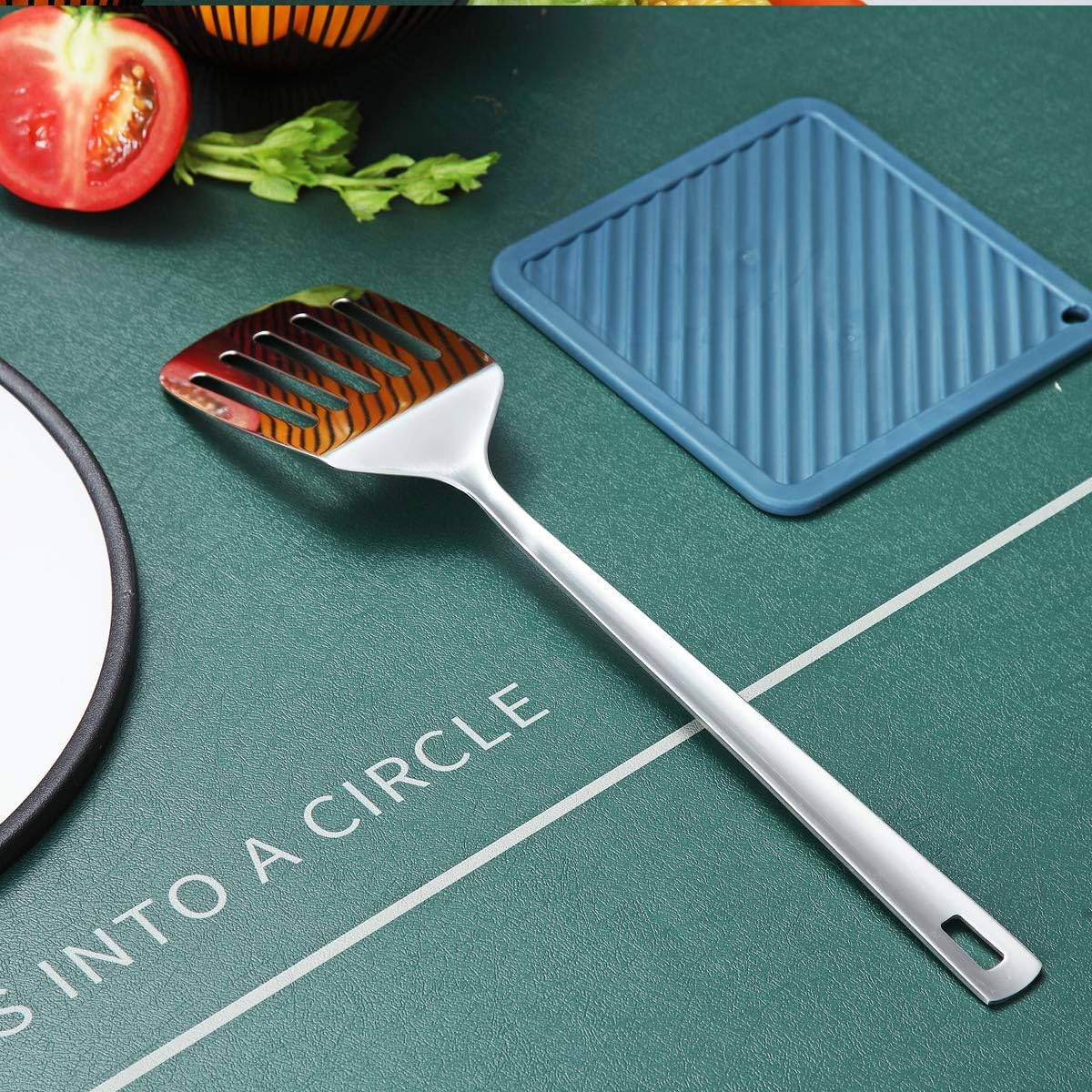 Berglander Stainless Steel Spatulas, Slotted Turner, Metal Spatulas Turner for Cooking, Kitchen Spatulas for Nonstick Cookware, Barbecue Spatulas, Dishwasher Safe, Easy to Clean image number 4