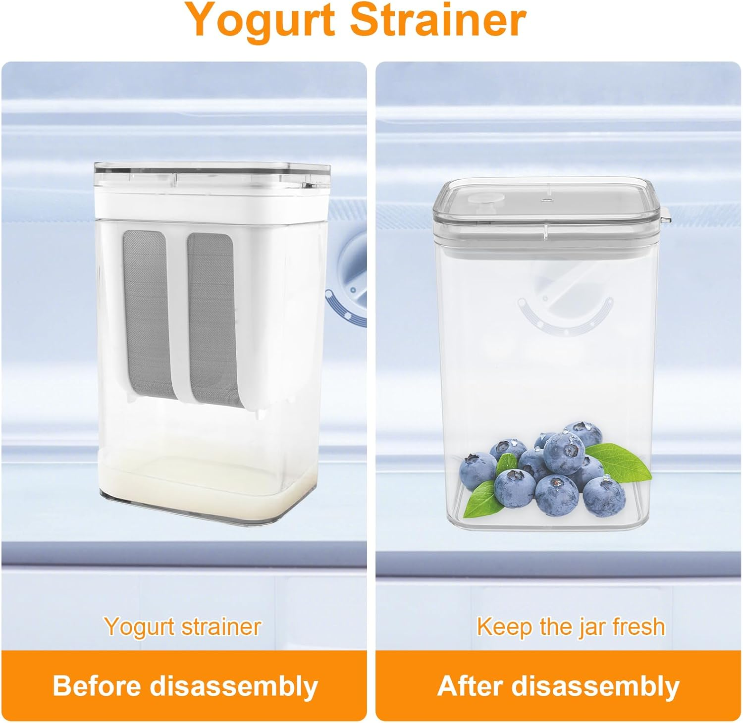 Yogurt Strainer, 1100ML Ultra Fine Yogurt Maker Strainer with Filter Cloth, Greek Yogurt Maker, Reusable Multipurpose Strainer Stainless Steel Yogurt Filter for Yogurt, Cheese, Fruit, Juice