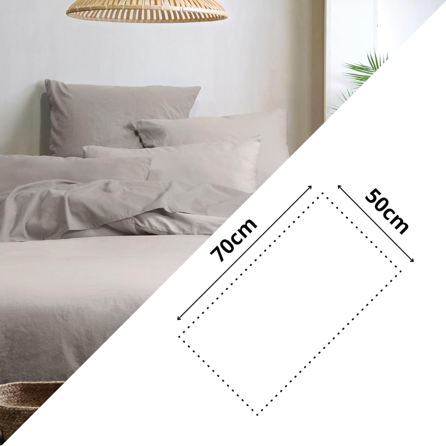 STOF - Pillowcase - Size 50 X 70 Cm - 100% Organic Cotton - Quality - Oeko-Tex Certified - Linen Colour - Horizon Model - Bed Linen for Home - Soft and Comfortable image number 3