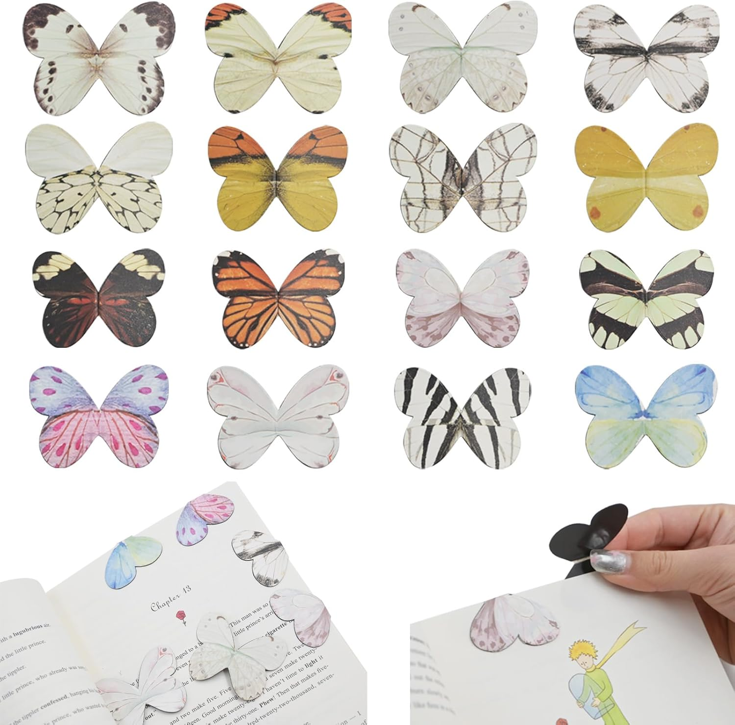 16 PCS Magnetic Butterfly Bookmarks, Cute Bookmark, Pretty Page Bookmarks for Women, Kawaii Book Marker Clip, Magnetic Butterflies for Reading Lovers Girls Kids Teachers Stationery Gifts image number 3