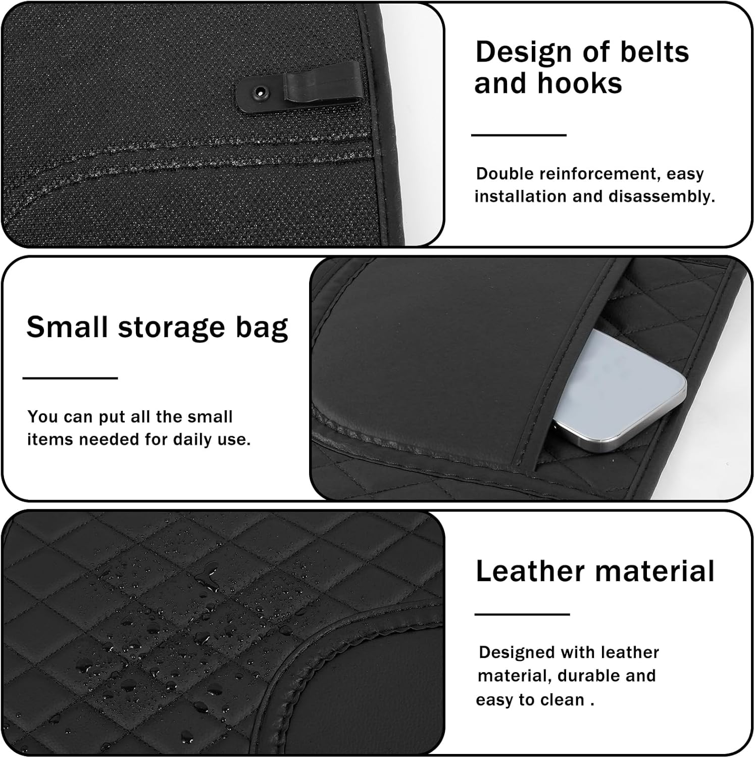 2Pcs Car Kick Mats Leather Backseat Protector Pad with Storage Bag Waterproof Auto Back Seat Covers Prevent Dirt and Trampling Universal Car Back Seat Protector Mat for Car image number 5