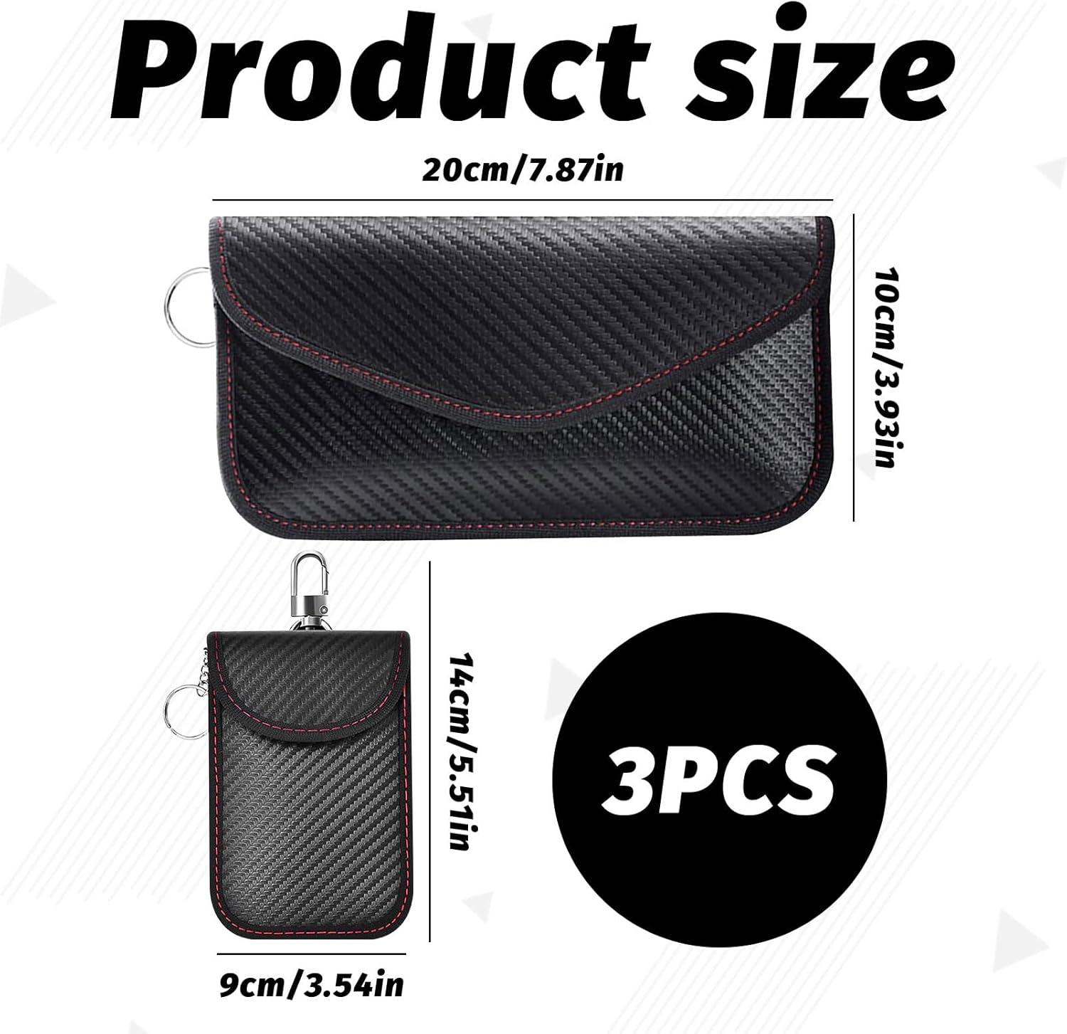 Faraday Pouch Car Keys, 3Pcs Faraday Bag, Car Key Signal Blocker, Waterproof Faraday Bag Key Fob Protector, Hook Securing Keyring, Anti-Theft Signal Blocker, Car RFID Blocker Bag for Car Security image number 5