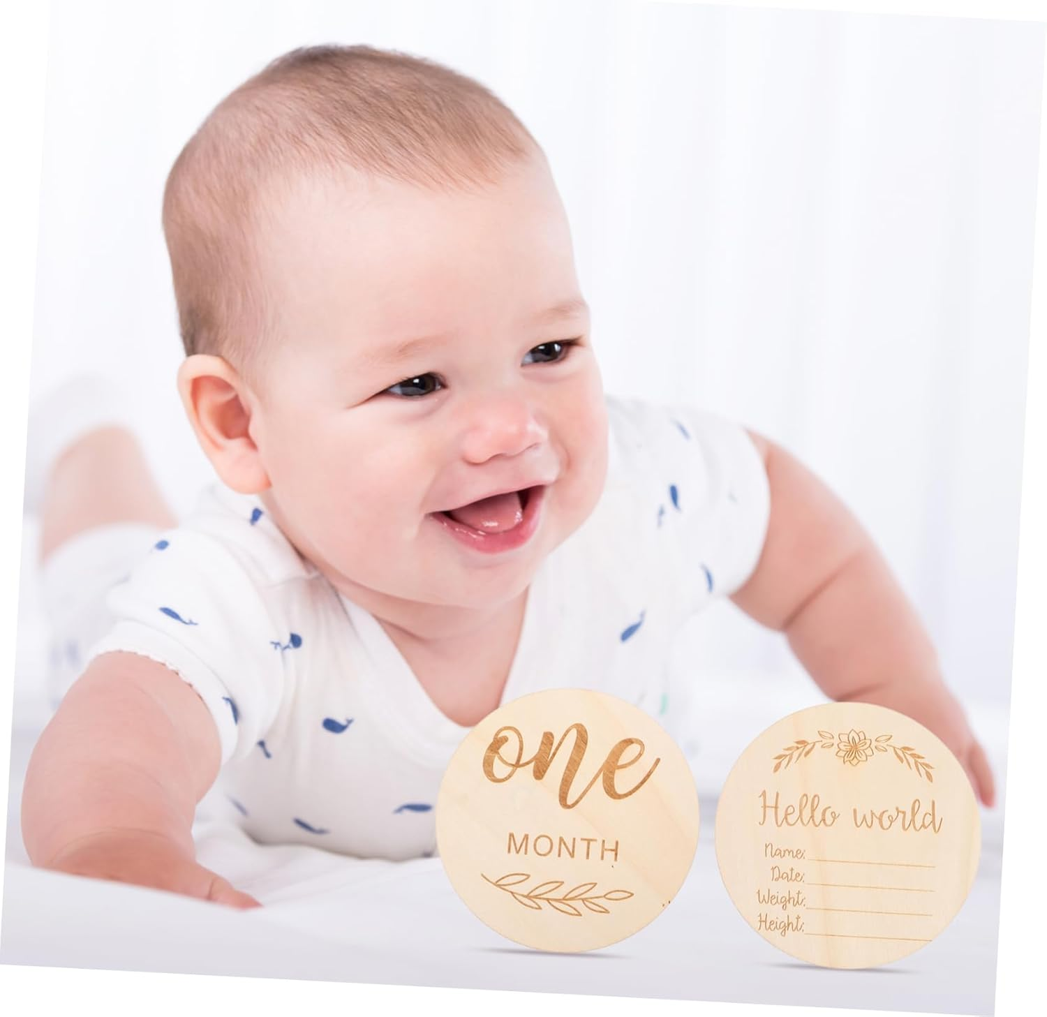 Didiseaon 12Pcs Milestone Signs Wooden Photo Props for Newborn Monthly Milestone Blocks Pregnancy Announcement Cards image number 3