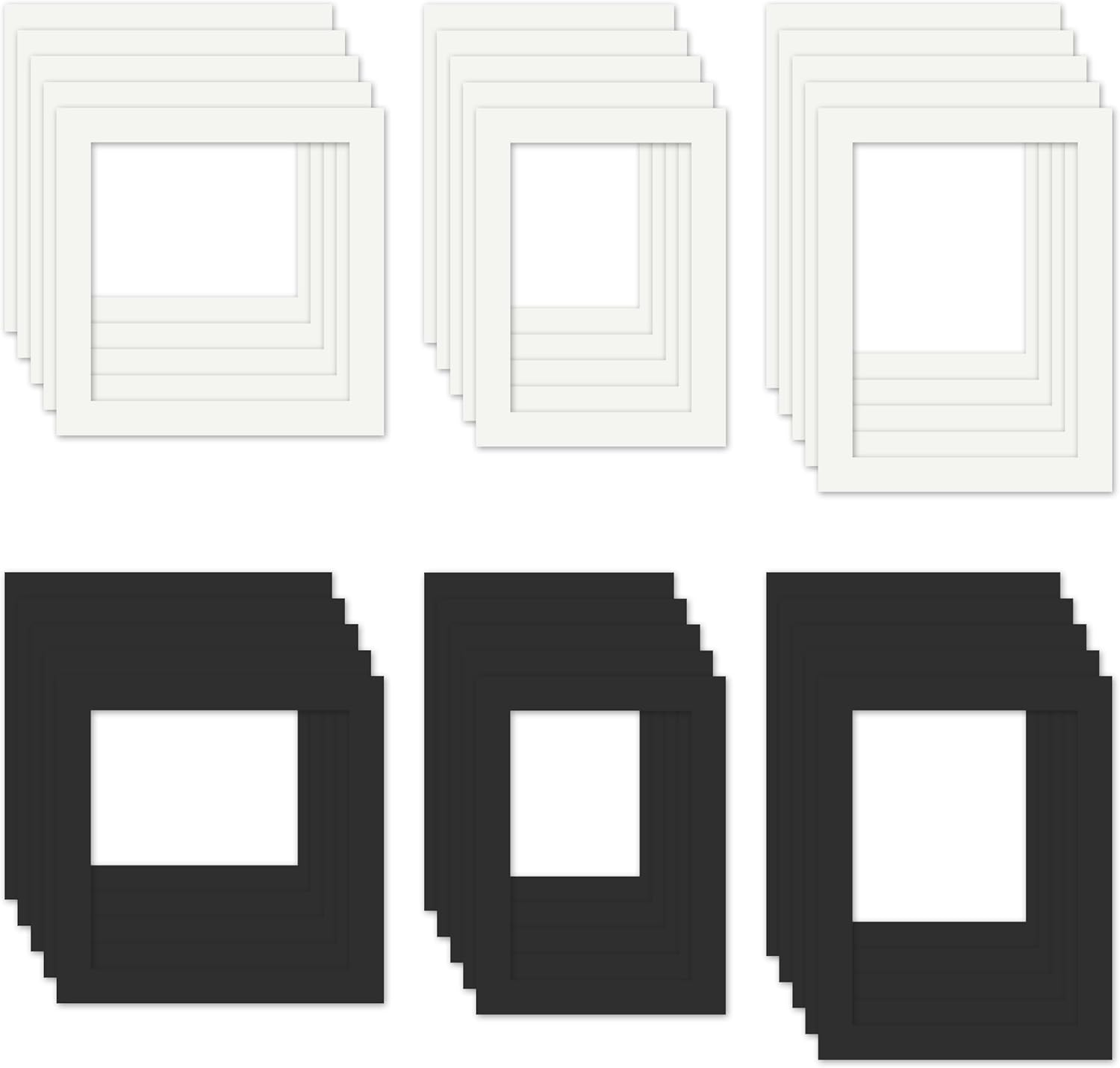 30Pcs Picture Mats, 3 Sizes Core Bevel Cut Frame Mattes, 2 Colors Picture Photo Mounts Photo Mat Black and White Photo Frame Mat Core Picture Mats for Photos Pictures Artwork Display image number 6