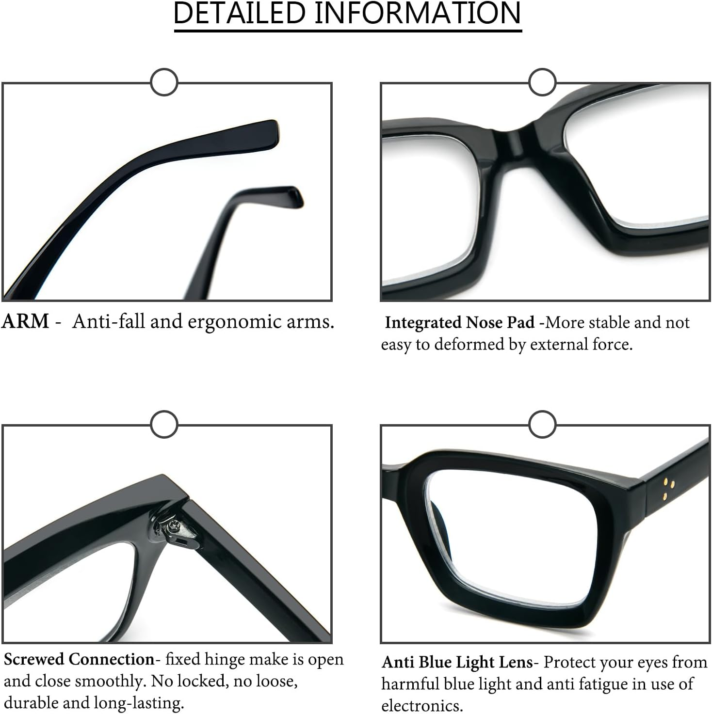 DXYXYO 3 Pack Retro Oversized Reading Glasses Men and Women Fashion Oprah Style Square Blue Light Blocking Computer Reader image number 3