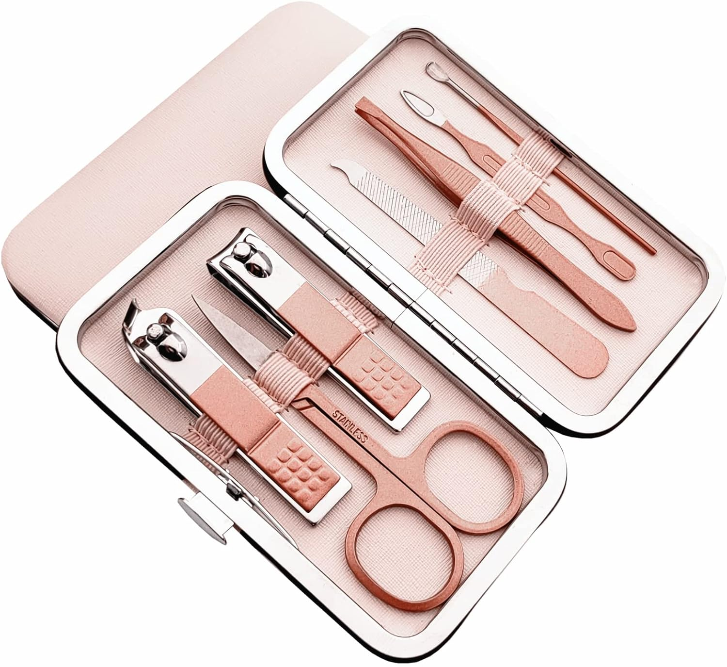 QURIPE Manicure Set, Luxury Manicure 7 in 1 Professional Pedicure Set, Nail Clippers Kit, Nail Care Tools with Luxurious Travel Case, Best Gifts for Women Girl(Rose Gold) image number 5