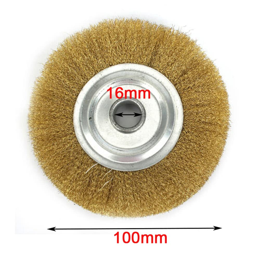 4 Pack Brass Steel Wheel Wire Brush, 100Mm Rotary Cleaning Wire Brush for Drill, Polishing Tool for Removal of Rust/Corrosion/Paint image number 3