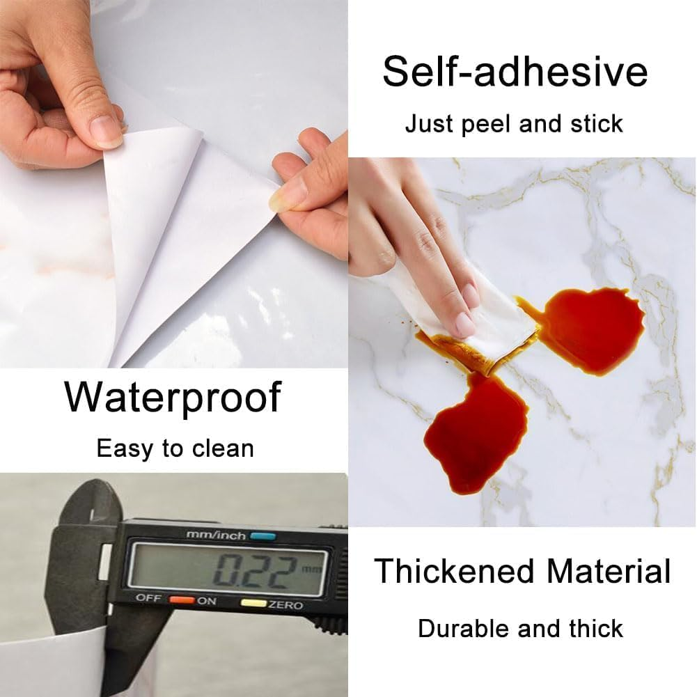 40 * 500CM Marble Contact Paper, Peel and Stick Wallpaper Self Adhesive and Removable Decorative Contact Paper Waterproof Wall Covering Thick Vinyl Film for Countertop Cabinet Shelf Liner Furniture image number 3