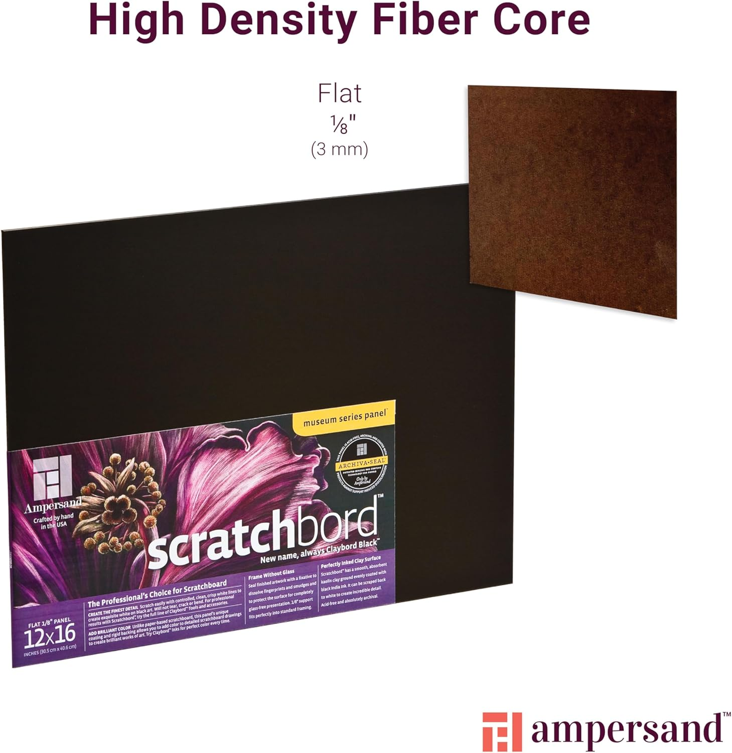 Ampersand Art Supply Scratch Art Panel: Museum Series Scratchbord, 1/8 Inch Flat Profile, 9" X 12" image number 3