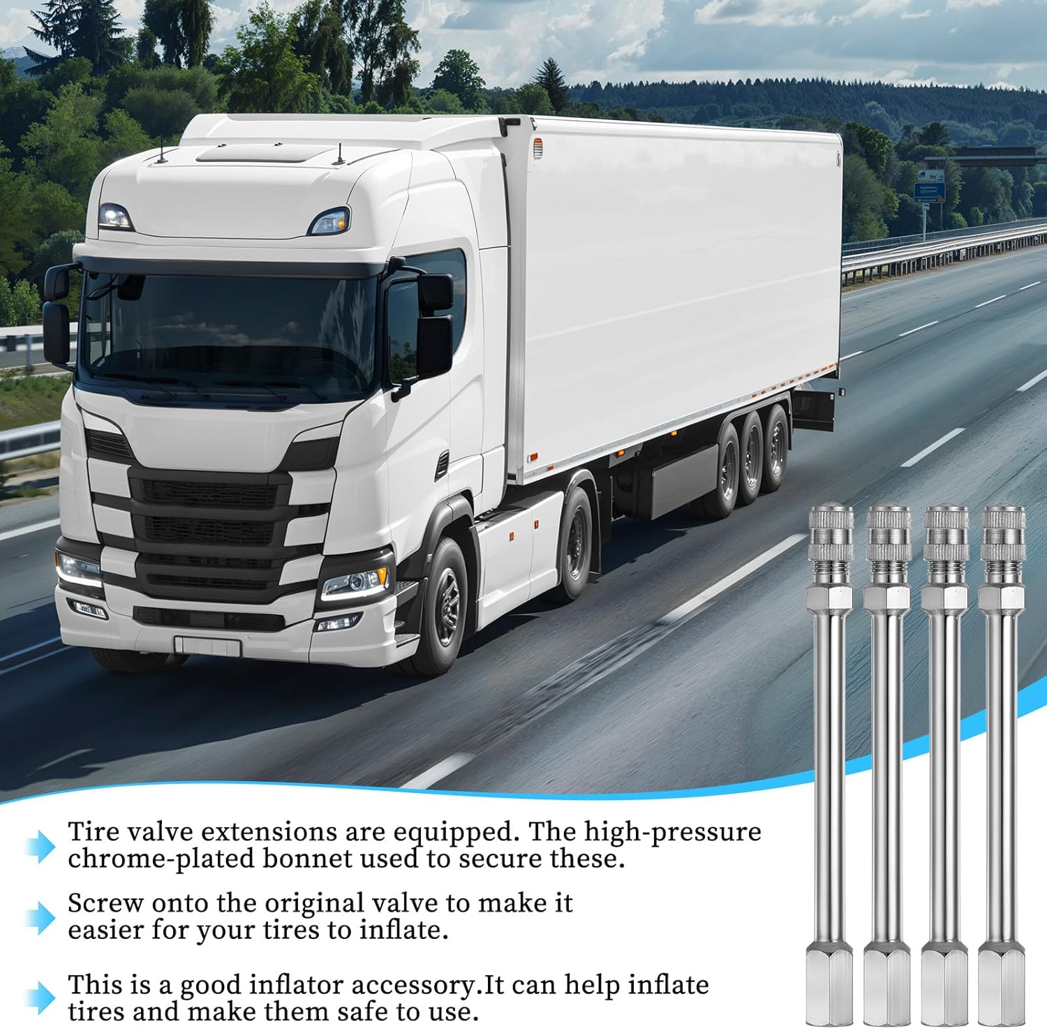 4 PCS Valve Stem Extenders, 4Inch 100Mm Wheel Tire Valve Stem Extension, Wheel Valve Extension Rod Extender Stem Caps for Trucks Cars Motorcycles Rv Mowers