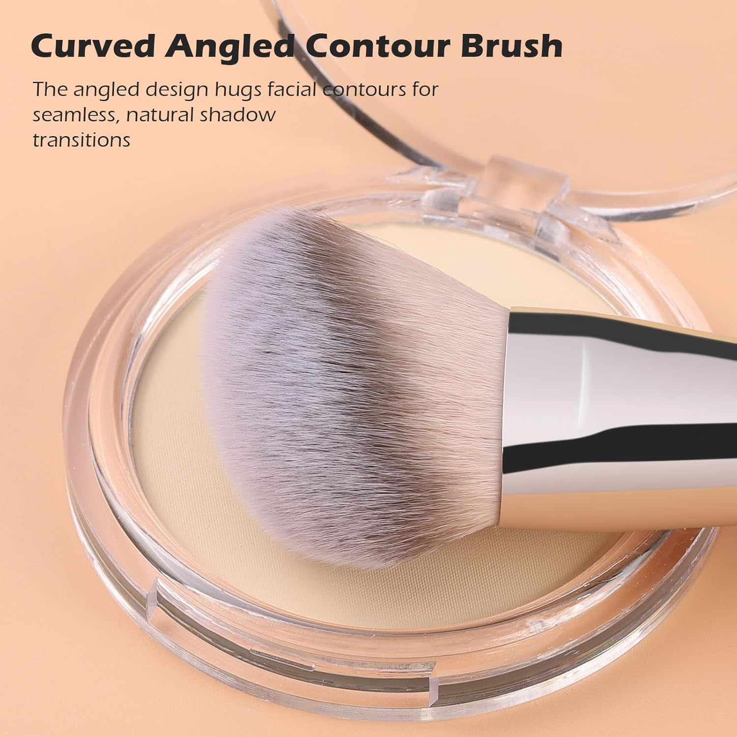 TEOYALL Dual-Ended Foundation Contour Brush, Flat Top and Angled Synthetic Bristles for Bronzer Liquid Cream Powder image number 4
