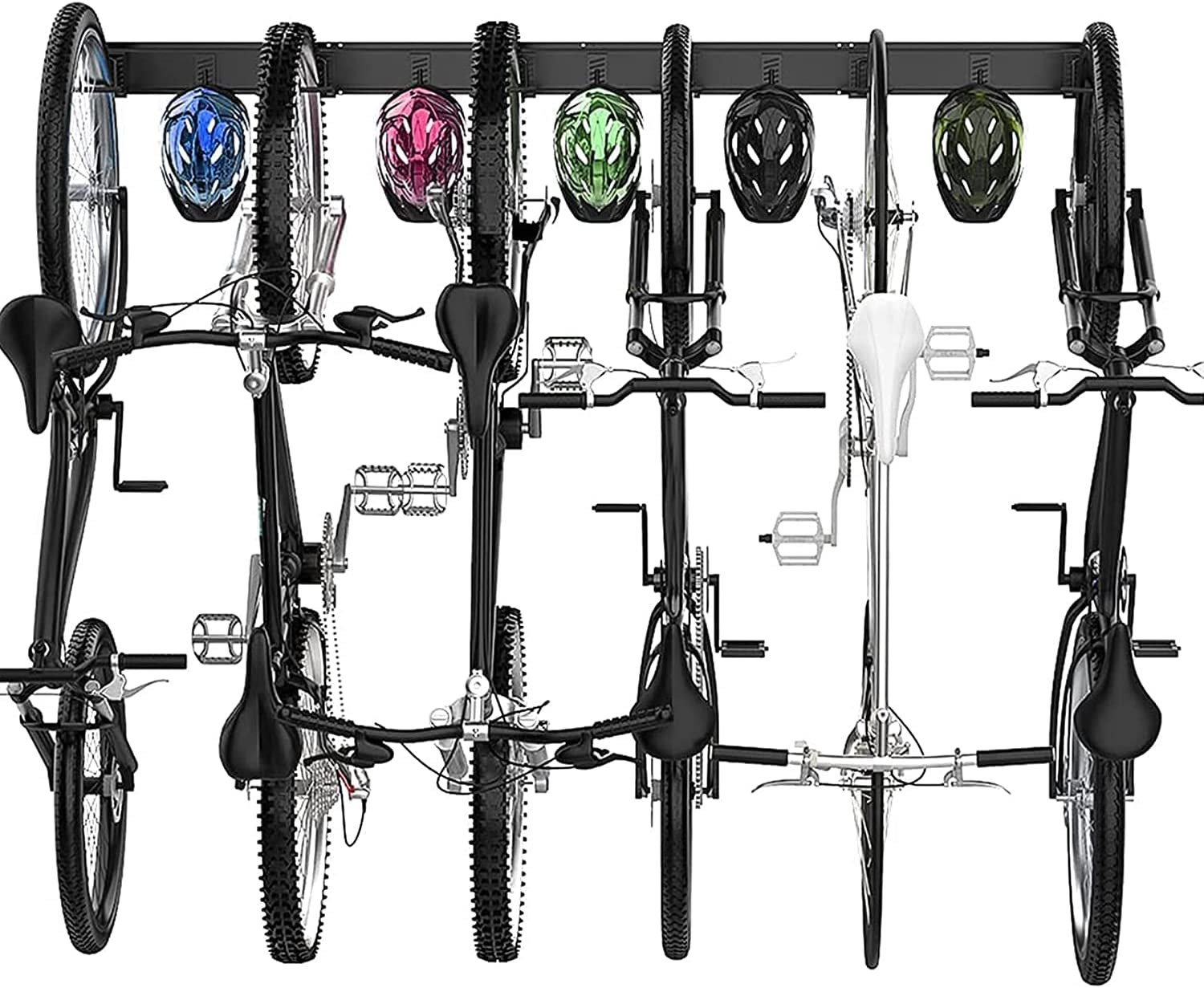 Bike Storage Rack Wall Mount Garage Bike Hanger for 4 Bicycles Adjustable Bike Hooks Fits All Mountain and Road Bike Indoor Outdoor Garage Storage image number 4