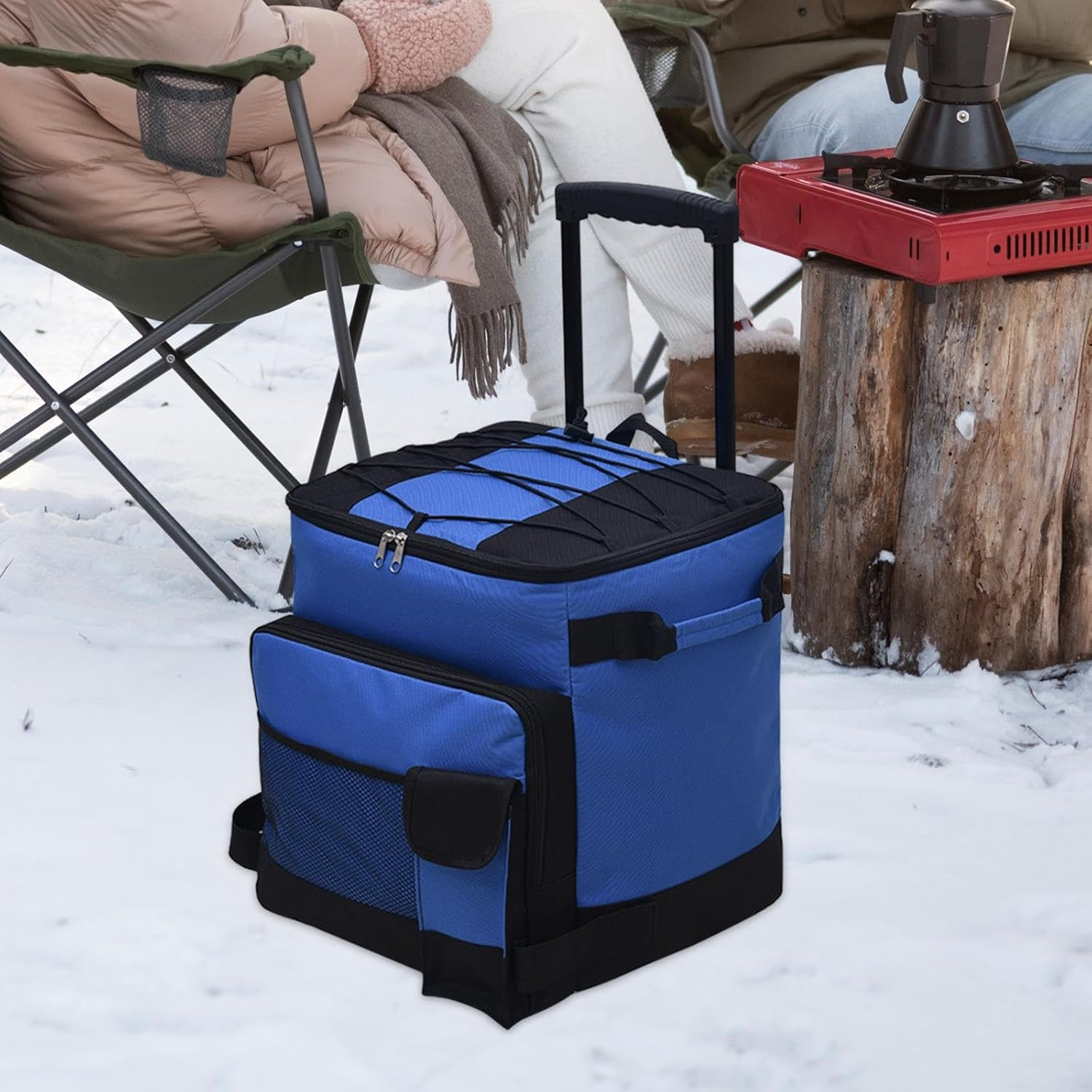 Perfk Rolling Cooler Cart, Cooler Bag Insulated Waterproof Portable Leakproof Wheeled Cooler Collapsible Cool Bag for Beach Summer Cars Travel Home image number 2