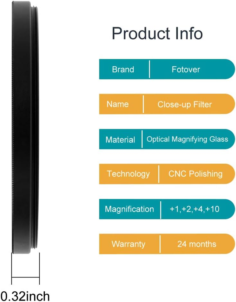 82Mm Close-Up Filter Kit 4 Pieces(+1,+2,+4,+10) Macro Filter Accessory Close-Up Lens Filter Kit Set with Lens Filter Pouch for Canon Nikon Sony Pentax Olympus Fuji DSLR Camera+Lens Cap image number 1