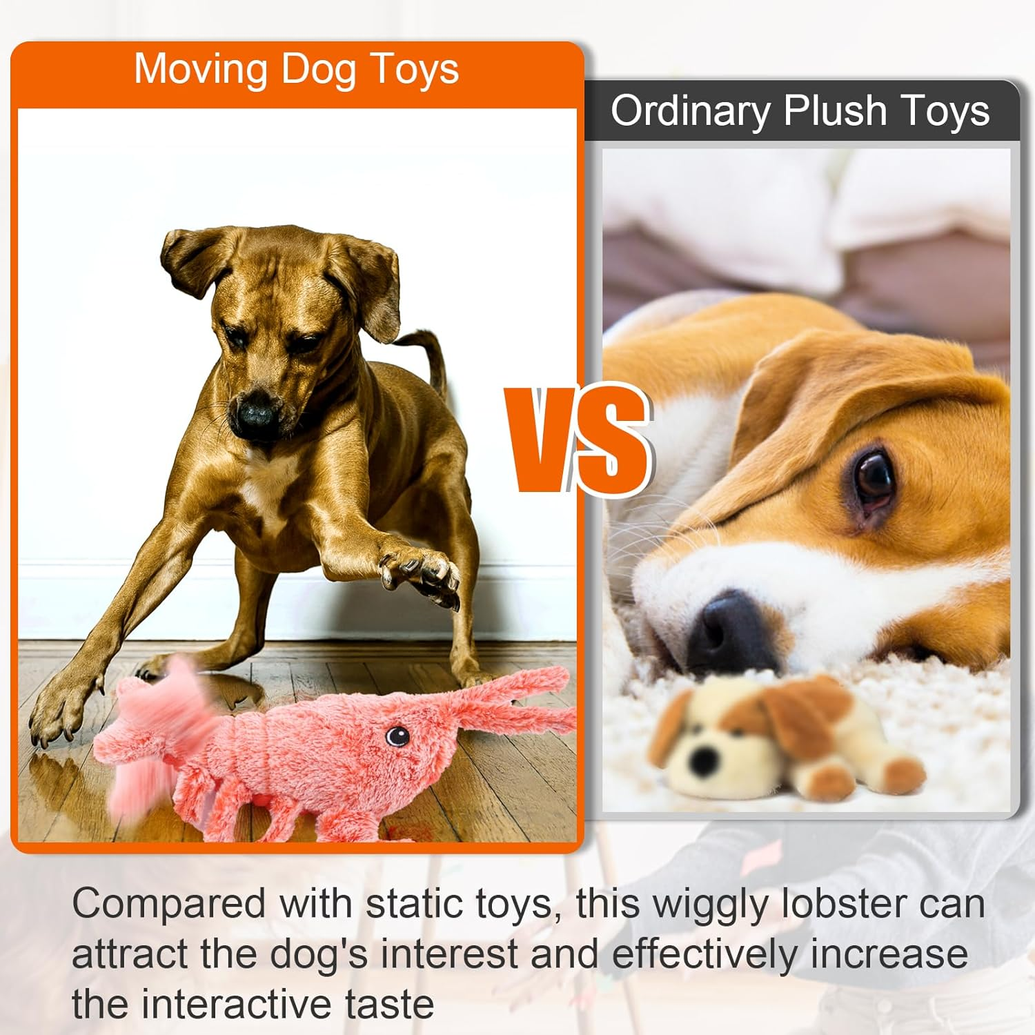 Mity Rain Interactive Dog Toys - Wiggly Lobster for Small Medium Large Dogs, Moving Pet Toy to Keep Them Busy for Boredom, Floppy Smart Motion Activate Enrichment, Rechargeable image number 5