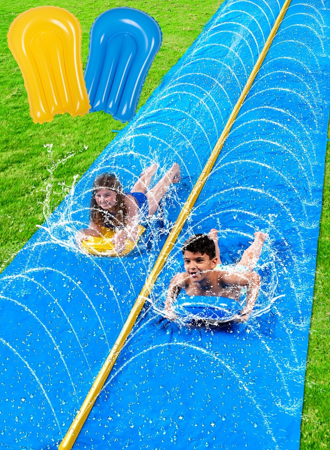 Sloosh Huge Water Slide, 30Ft X 6Ft Heavy Duty Lawn Water Slip with Built-In Sprinkler and 2 Slip Inflatable Boards for Kids Adults Party Summer Yard Lawn Outdoor Play Activities image number 6