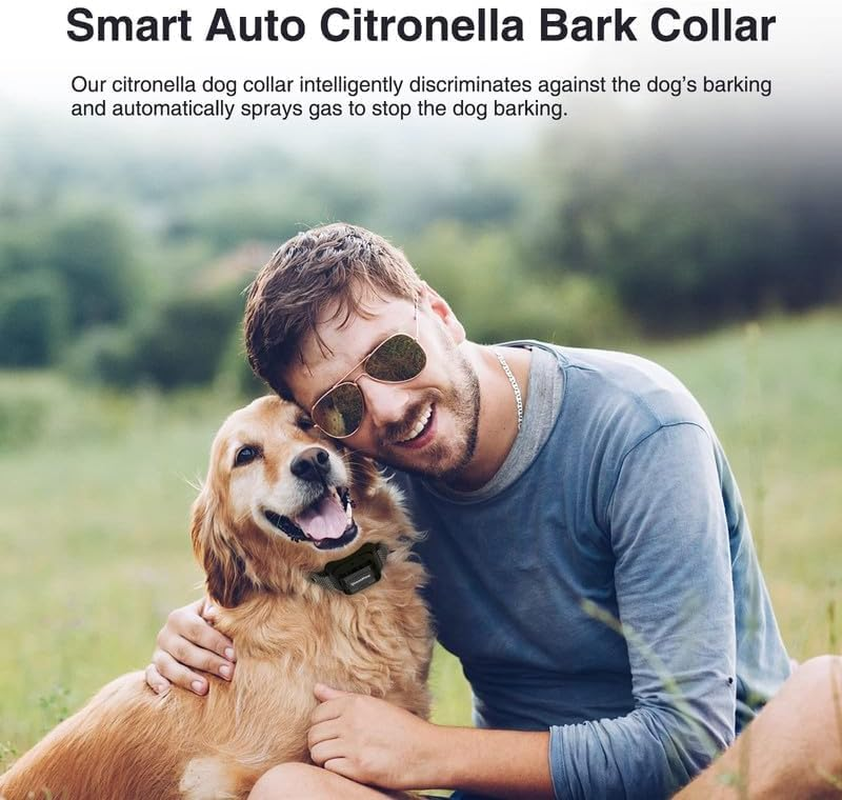 Citronella Bark Collar, Automatic Citronella Dog Bark Collar Spray anti Dog Bark Collars with 2 Adjustable Spray Level, Citronella Dog Barking Training Collar No Shock Safty for Dogs
