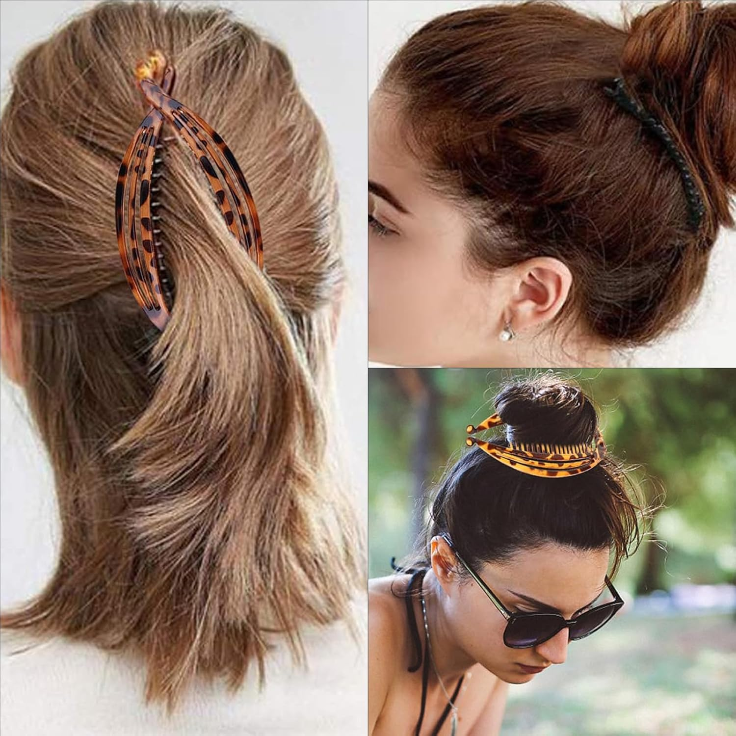 Pack of 3 Banana Clip Hair, Banana Clip, Banana Hair Clips, Retro Female Hair Accessory Hair Comb, Vintage Fish Tail Hair Clip, Women'S Ponytail Banana Clips, Hair Clips image number 2