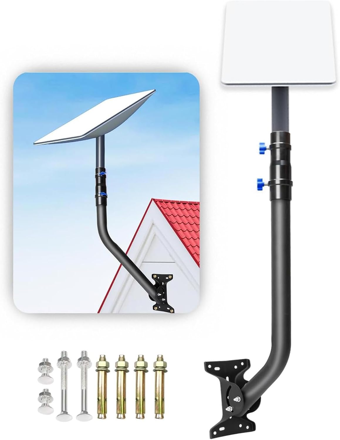 Starlink Mounting Kit, Adjustable Starlink Long Wall Mount, Stainless Steel Starlink Roof Mount Pole Mount with Adapter for V2 Starlink image number 5