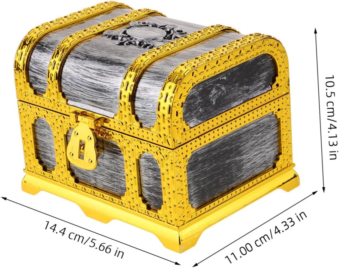 Pirate Treasure Chest Box Toy Small Vintage Chest Lock and Key for Treasure Hunting Games and Creative Playtime