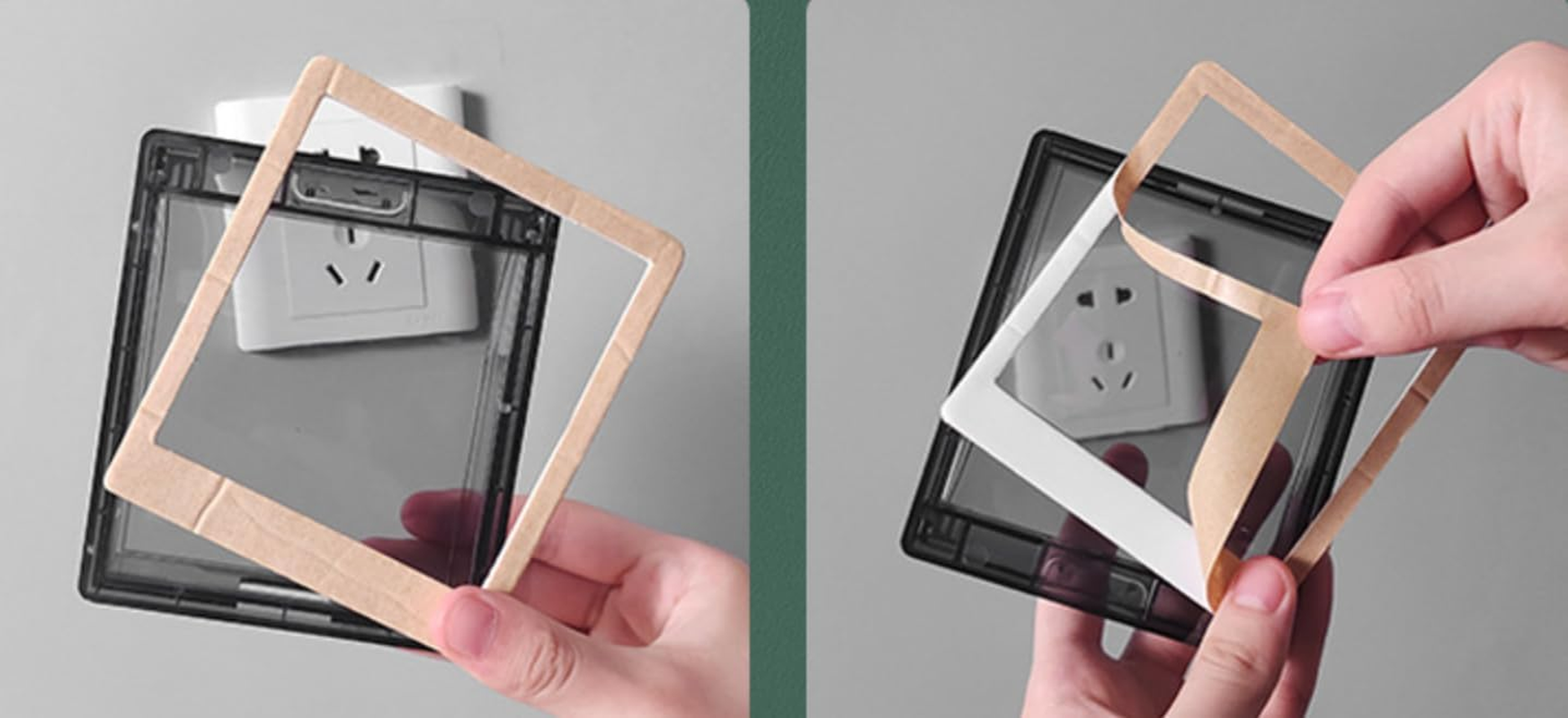 Wall Switch Waterproof Box Universal Plug Socket Cover Wall Light Panel Socket Doorbell Flip Cap Cover Home Bathroom Kitchen Accessory（Black） image number 6