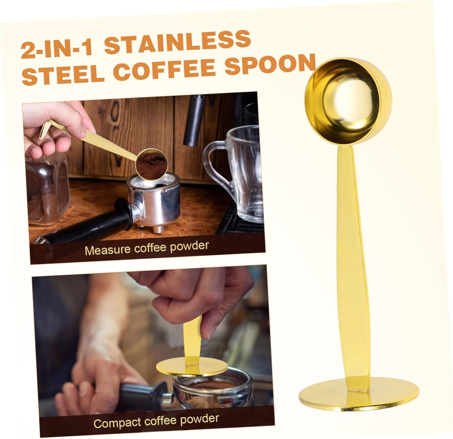 TOYANDONA Espresso Coffee Measuring Spoon Stainless Steel Dual-Headed Powder Scoop Pressed Bottom for Coffee Beans Milk Powder Loose Tea Home Measuring Tool image number 5