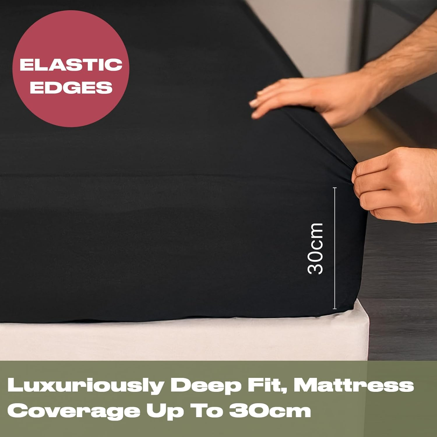 Brentfords White Fitted Double Sheet, Double Bedsheets Deep Fitted Easy Care Ultra Soft Fade Resistant, Microfibre Double Bed Sheet Bedding Linen image number 1