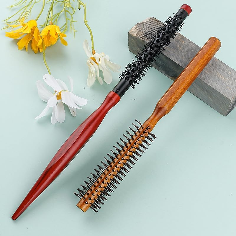 2Pcs Roller Hair Combs,Round Hair Styling Brush Curling Hair Brush for Women and Menfor Thin Hair,Bangs,Beard,Lifting,Curlingsmall round Brush for Blow Drying and Curling image number 5