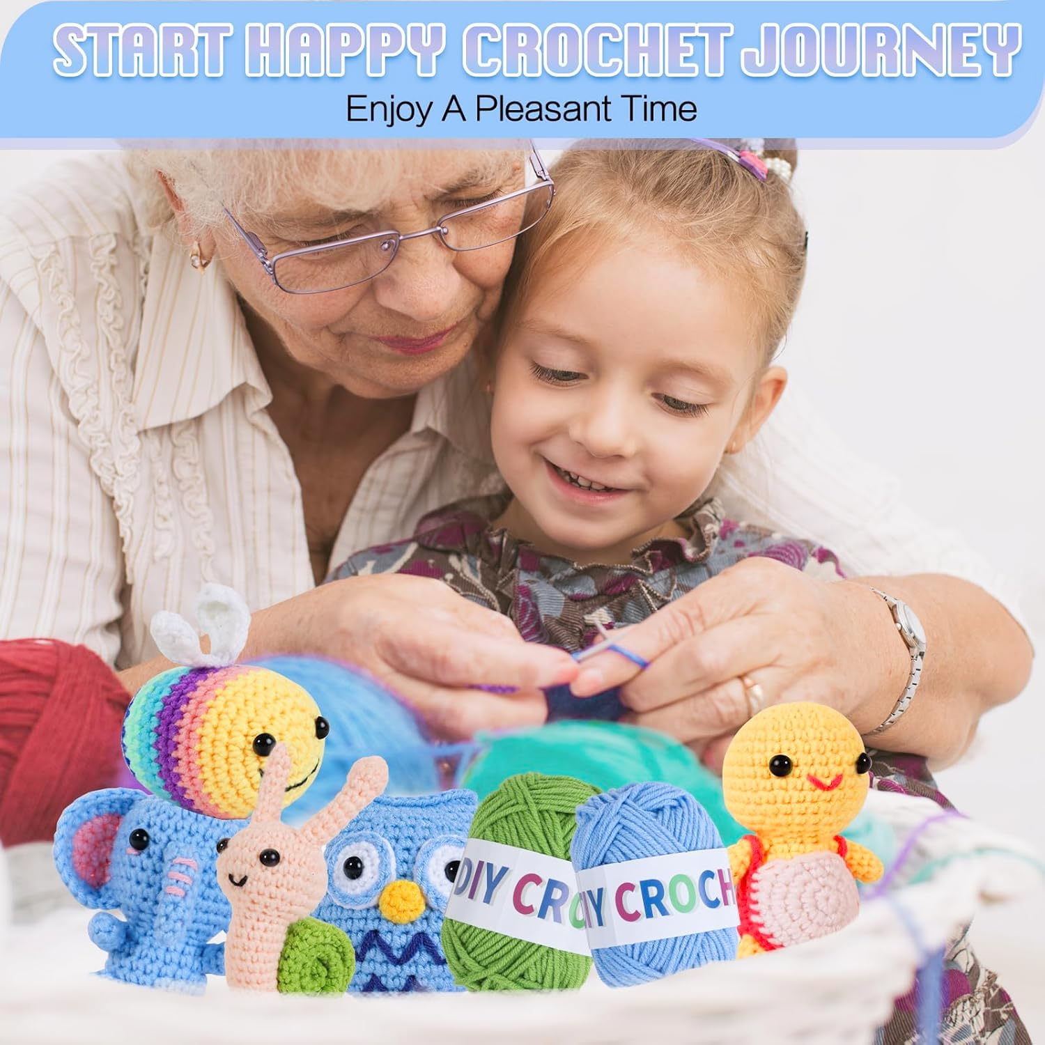 ZOCINS Crochet Animal Kit for Beginners, 6 Pcs DIY Knitting Kit for Beginners Kids Adults, Complete Crochet Starter Set to Make 6 Cute Animals with Step-By-Step Video Tutorials image number 5