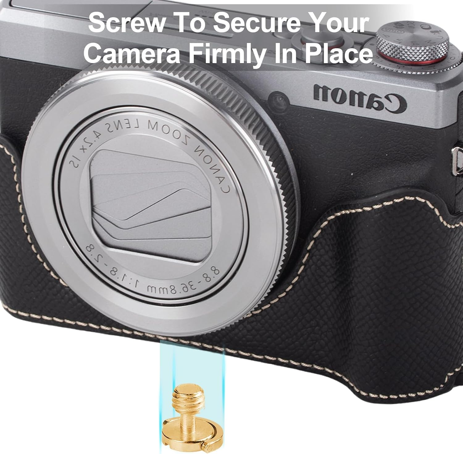 VOVMOEYA Protective Camera Case for Canon Powershot G7X Mark III/G7X Mark II Half Case with Adjustable Shoulder Strap PU G7X Mark Iii Accessories Lightweight-Black - Coco image number 2