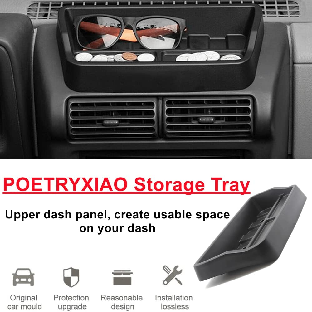 POETRYXIAO Dashboard Storage Box Organizer Tray for 1997-2006 Jeep Wrangler Tj,Interior Accessories image number 5